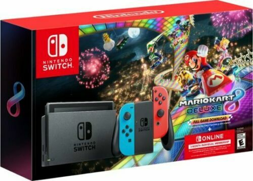 Nintendo Switch wit Neon Blue/Red Joy-Con + Mario Kart 8 Deluxe Full Game Downld