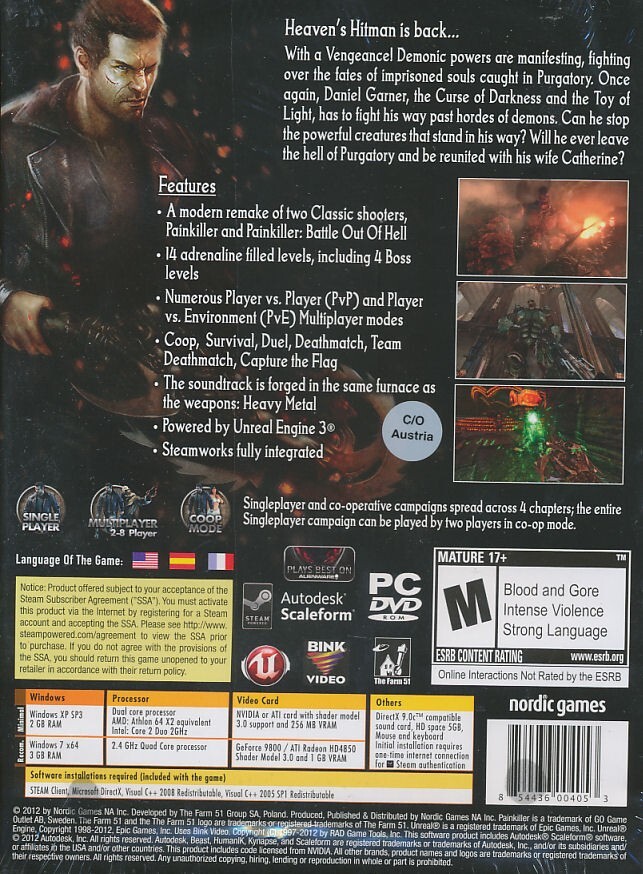 PAINKILLER HELL AND DAMNATION – Pain Killer + Battle Out of Hell PC Game NEW!