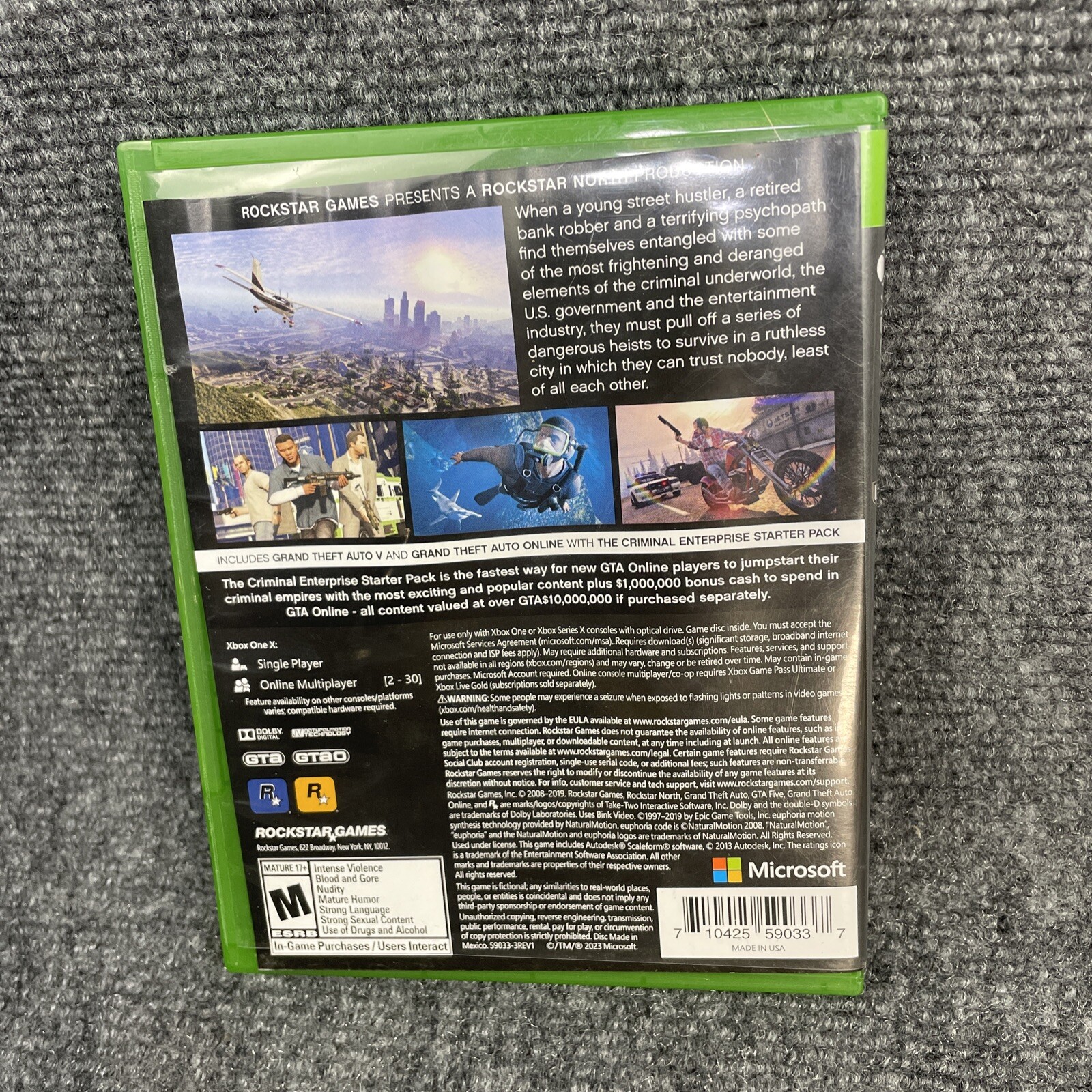 Grand Theft Auto V Premium Edition Xbox One Case Disc Insert No Map 2023