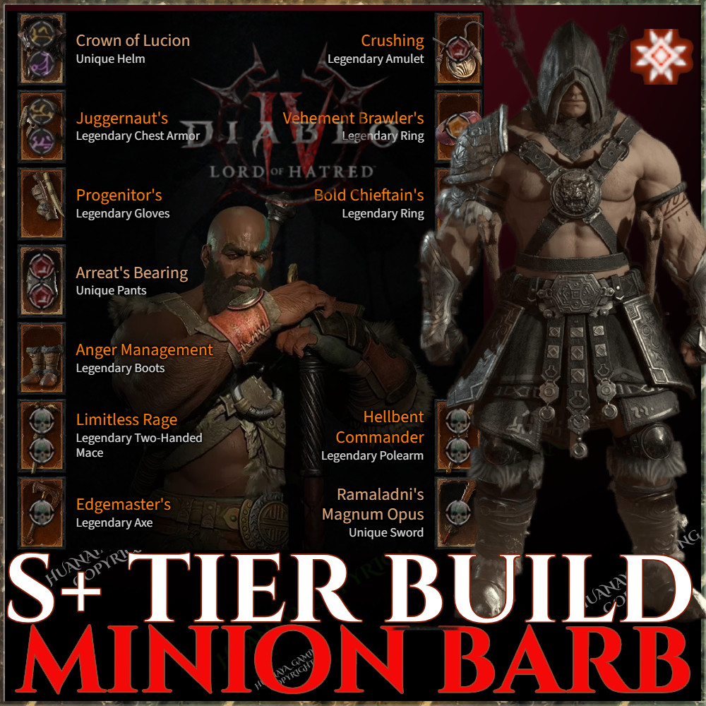 Diablo 4 Lord of Hatred ⚔️S+ TIER BUILD⚔️ MINION BARBARIAN ENDGAME BUILD D4