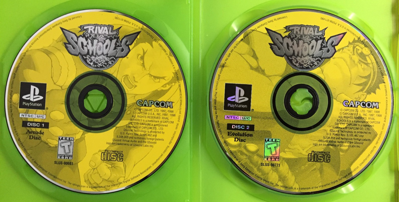 RIVAL SCHOOLS Playstation PSX PS1 Game Discs Only 1 & 2 Authentic TESTED & WORKS