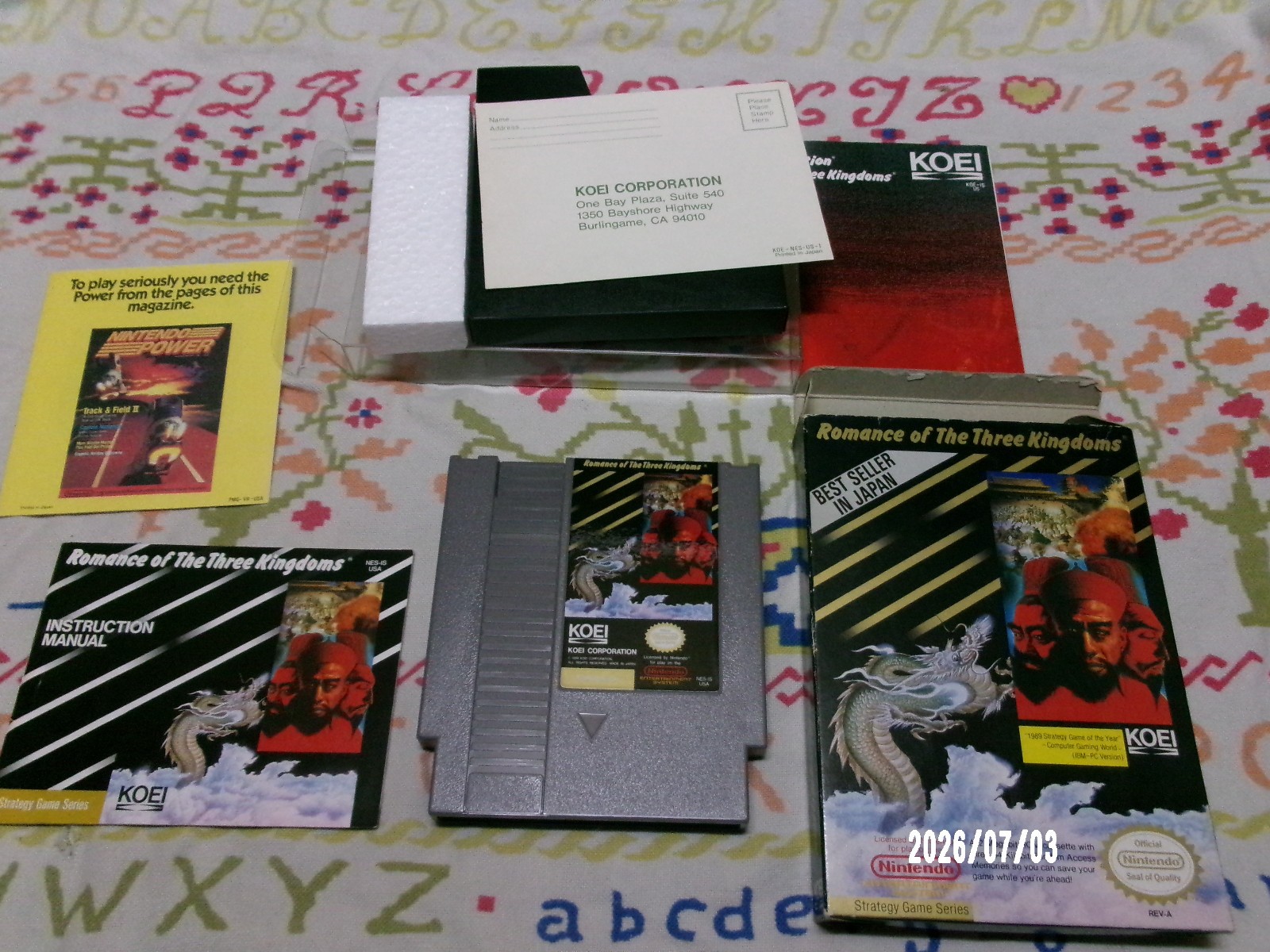 #1039 Romance of the Three Kingdoms (APPEARS NEVER PLAYED) NES CIB COMPLETE