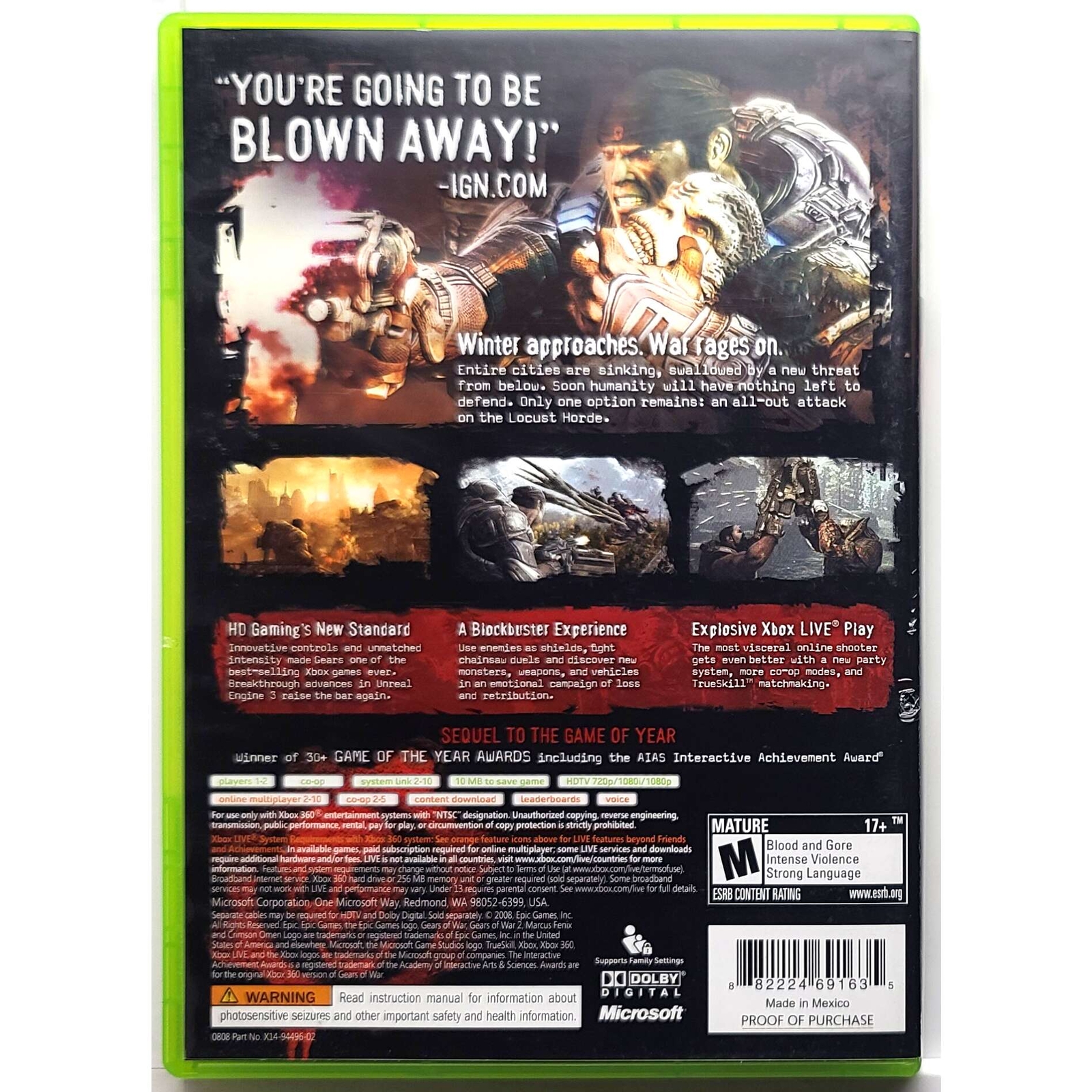 Gears of War 2 – Microsoft Xbox 360 Pristine Authentic Game 180 Day Guarantee