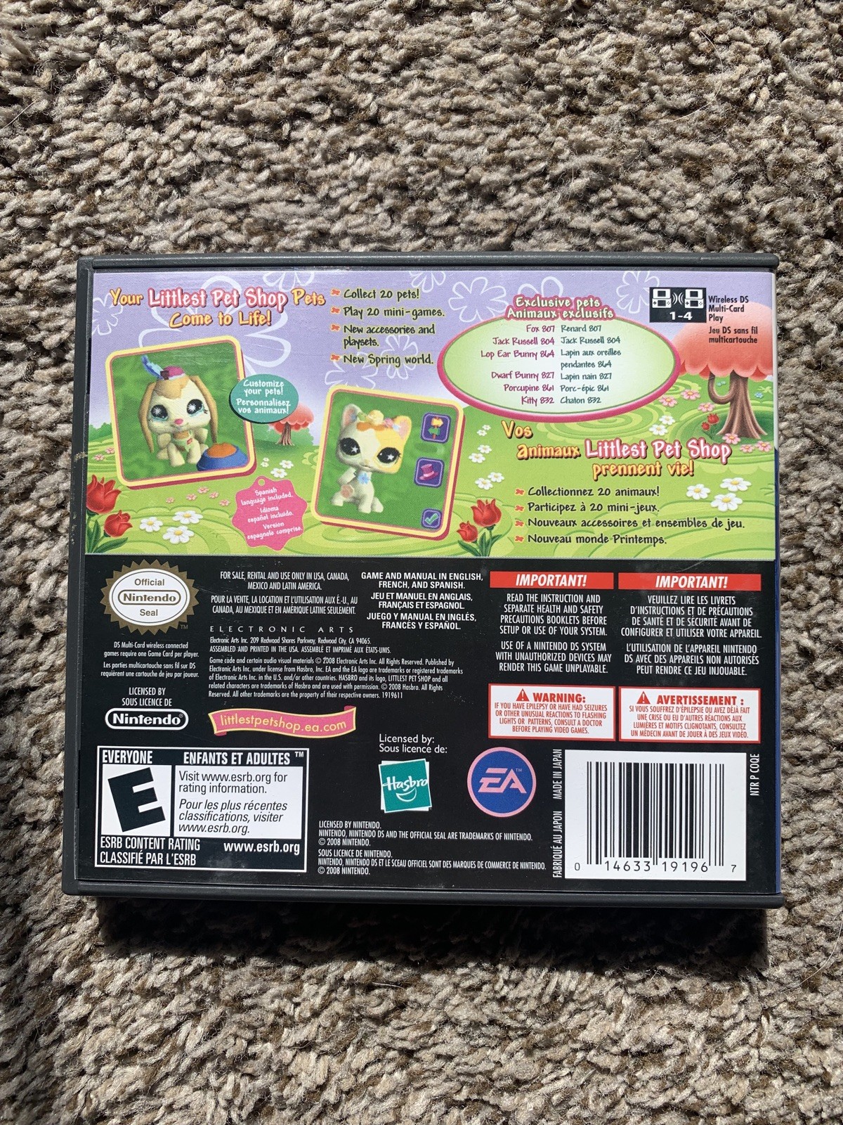 Littlest Pet Shop Spring Printemps Nintendo DS game case&manual complete Hasbro