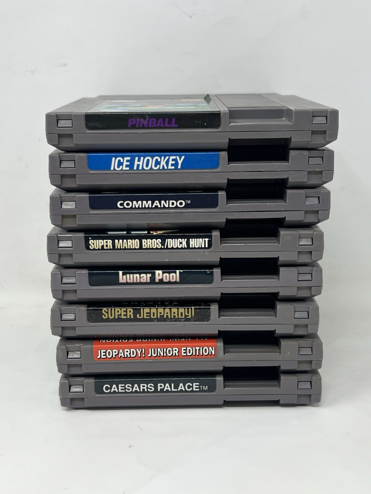 Lot of 8 Nintendo NES Game Cartridges Mario Duck Hunt Ice Hockey Pinball Jeopard
