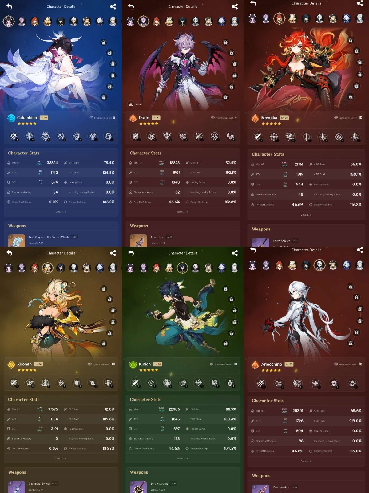 Genshin Impact (AS) ar 60 + Honkai star rail Lohen Columbina Durin Phainon