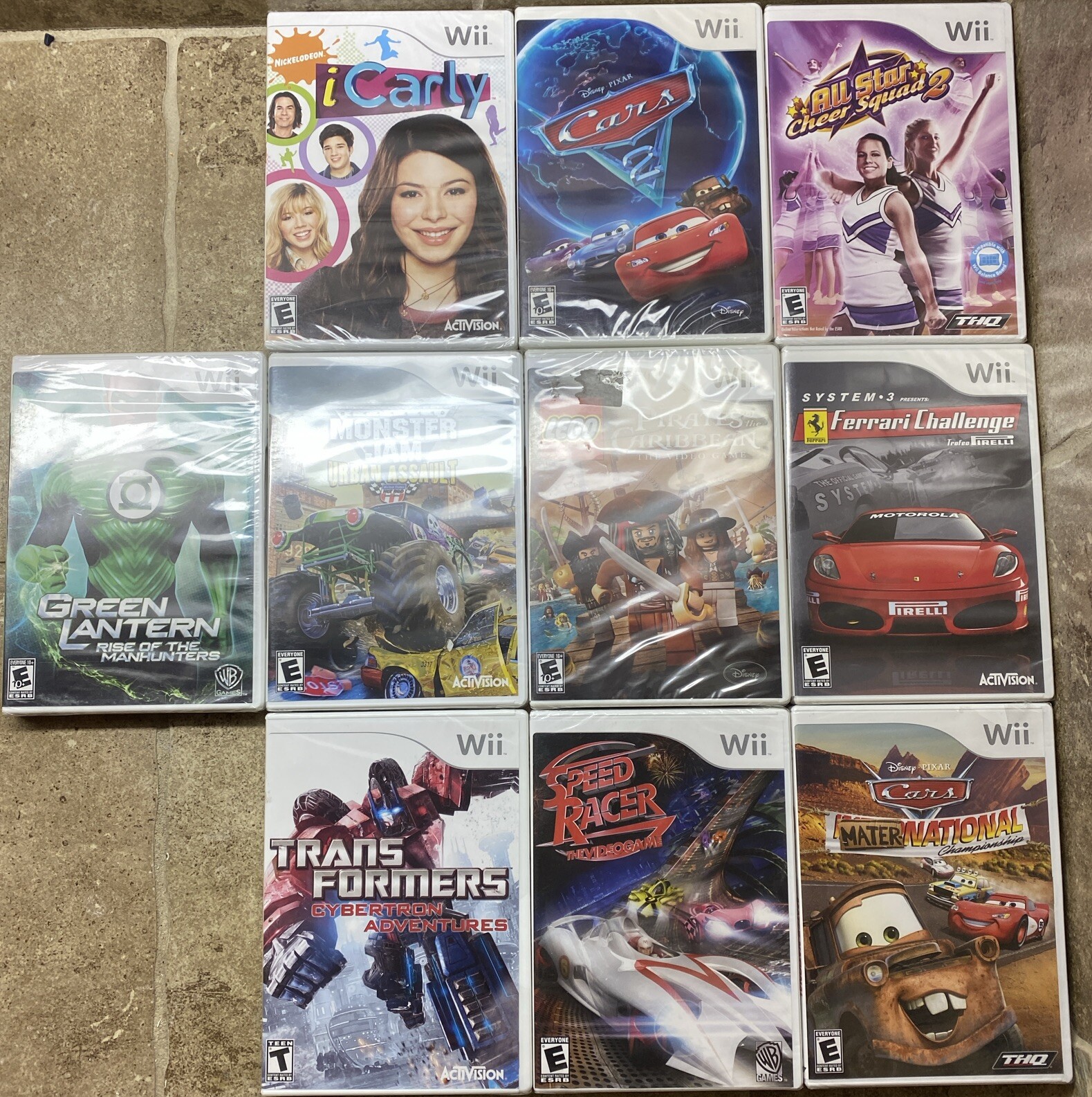 LOT OF 10 SEALED Nintendo Wii Games Lego Pirates Of Caribbean, Cars, Monster Jam