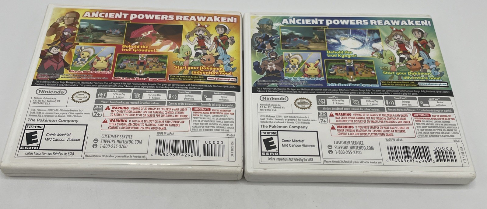 Pokemon Omega Ruby + Alpha Sapphire Nintendo 3DS Lot Of 2 Games Cart + Case