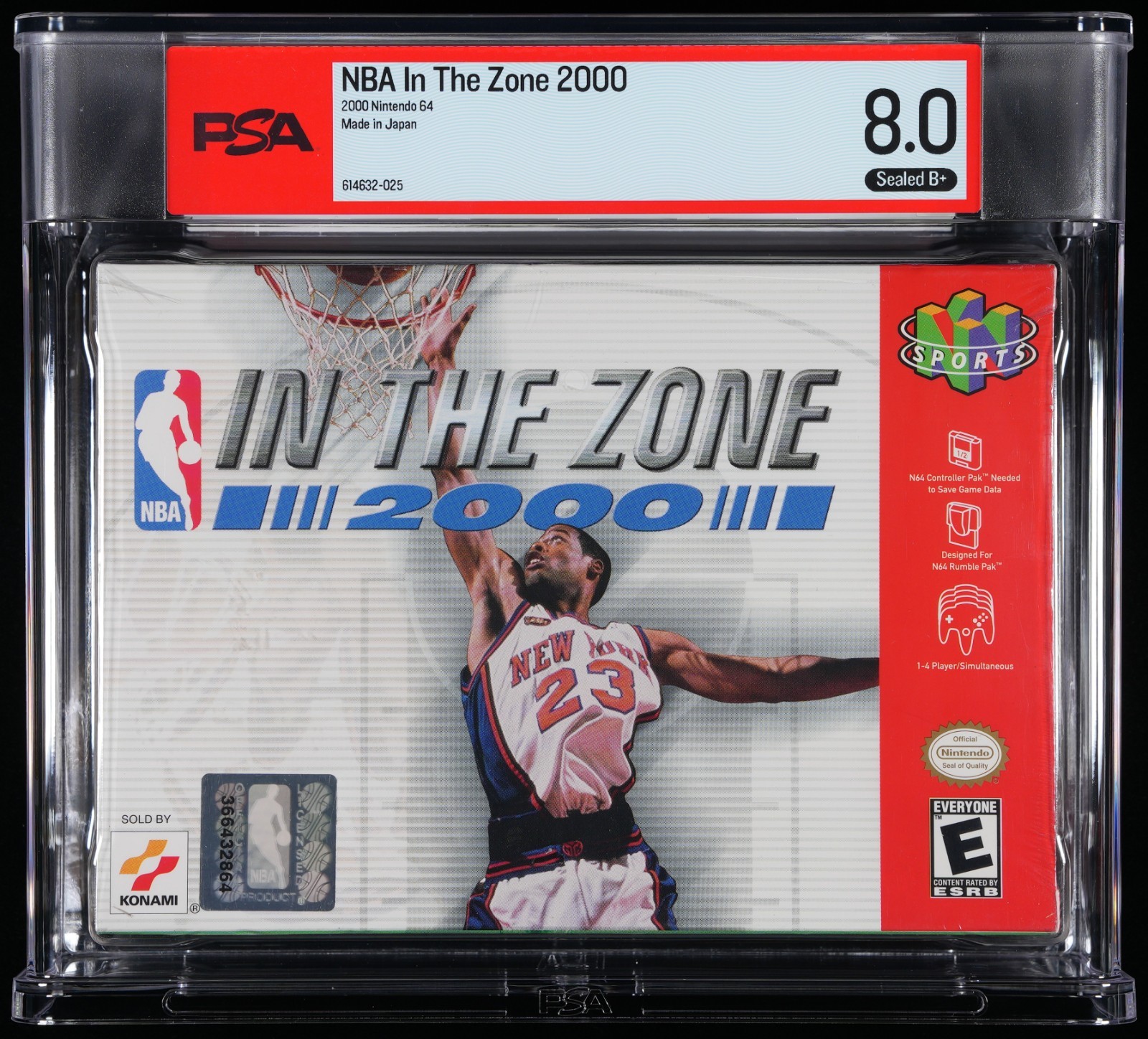 NBA: In the Zone 2000 (Nintendo N64, 1999) PSA Graded Sealed 8.0 B+ NY Knicks