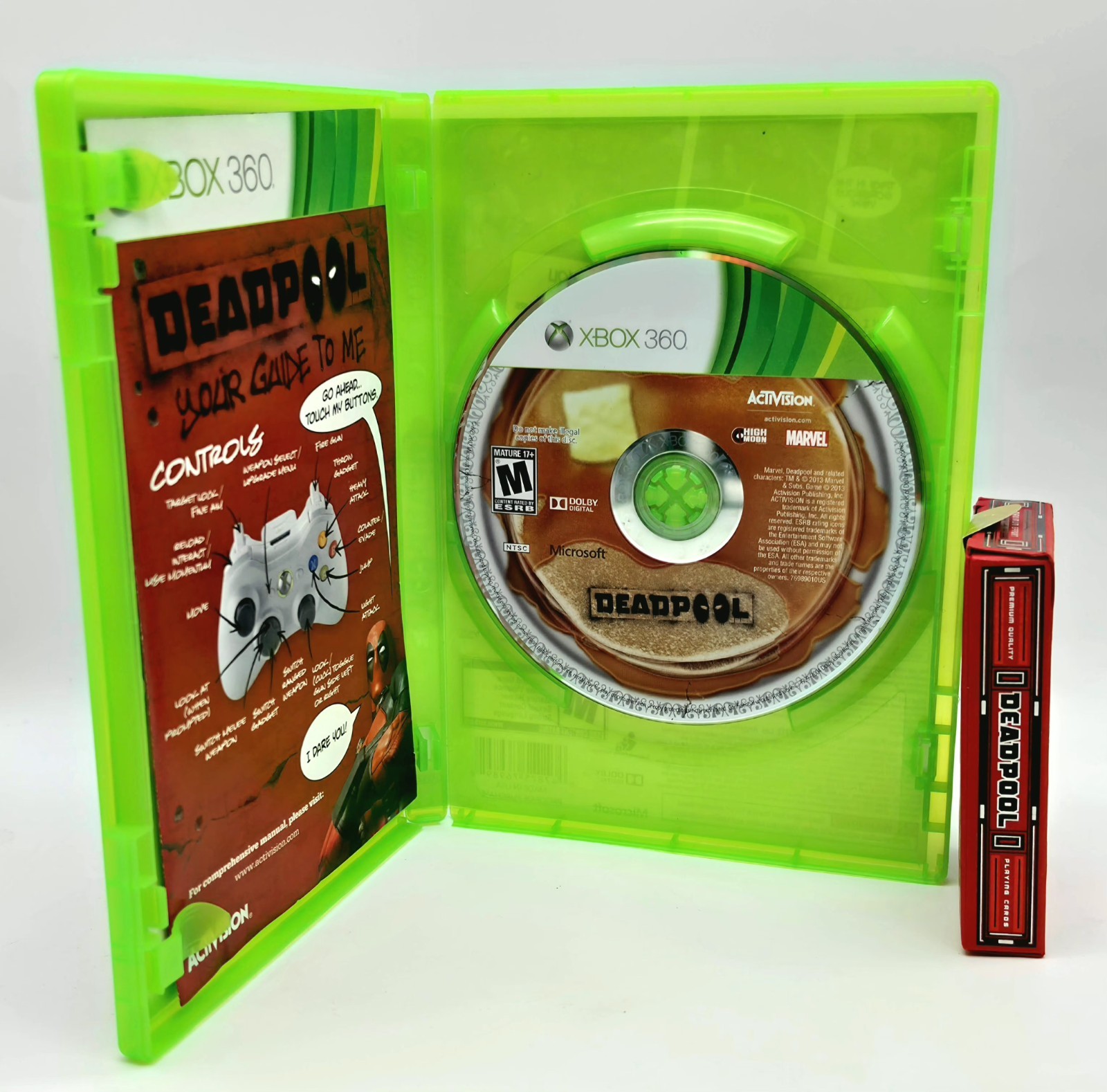 Deadpool Xbox 360 Bundle Scratch Free Near Mint CIB Game DP Playing Cards