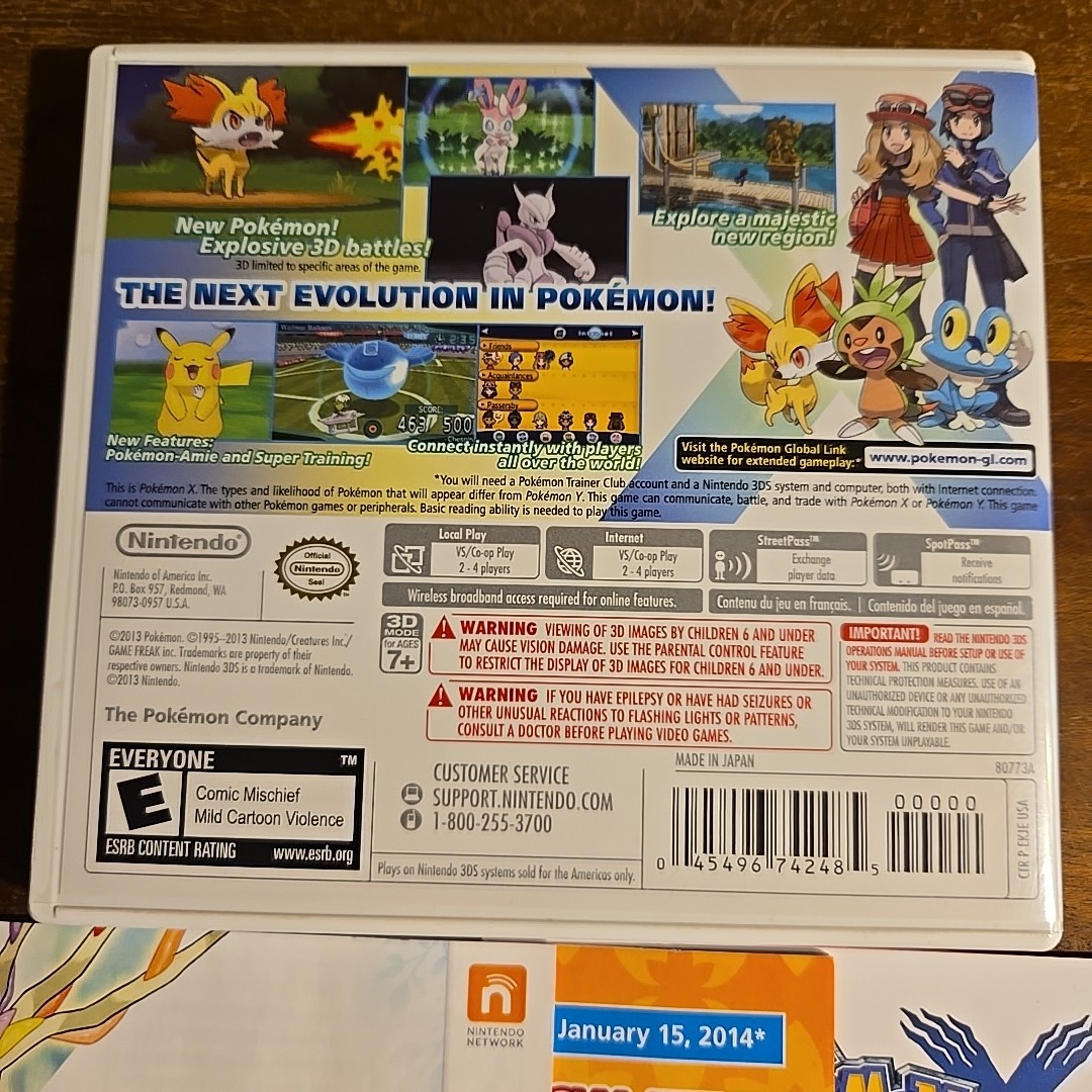 Pokemon X – Original Case With Inserts – NO GAME – Little /No Shelf Wear