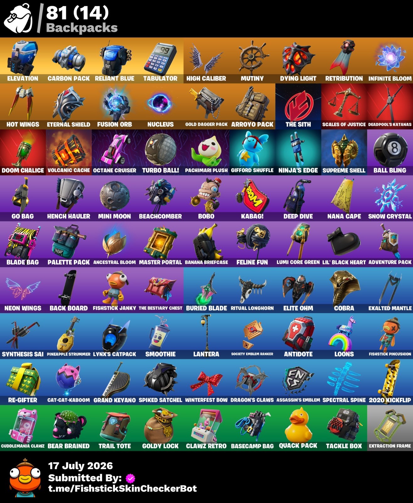 🔥62 Set: Gold Midas, Deadpool, Galaxy Scout, Catalyst, Peely, Agent Peely