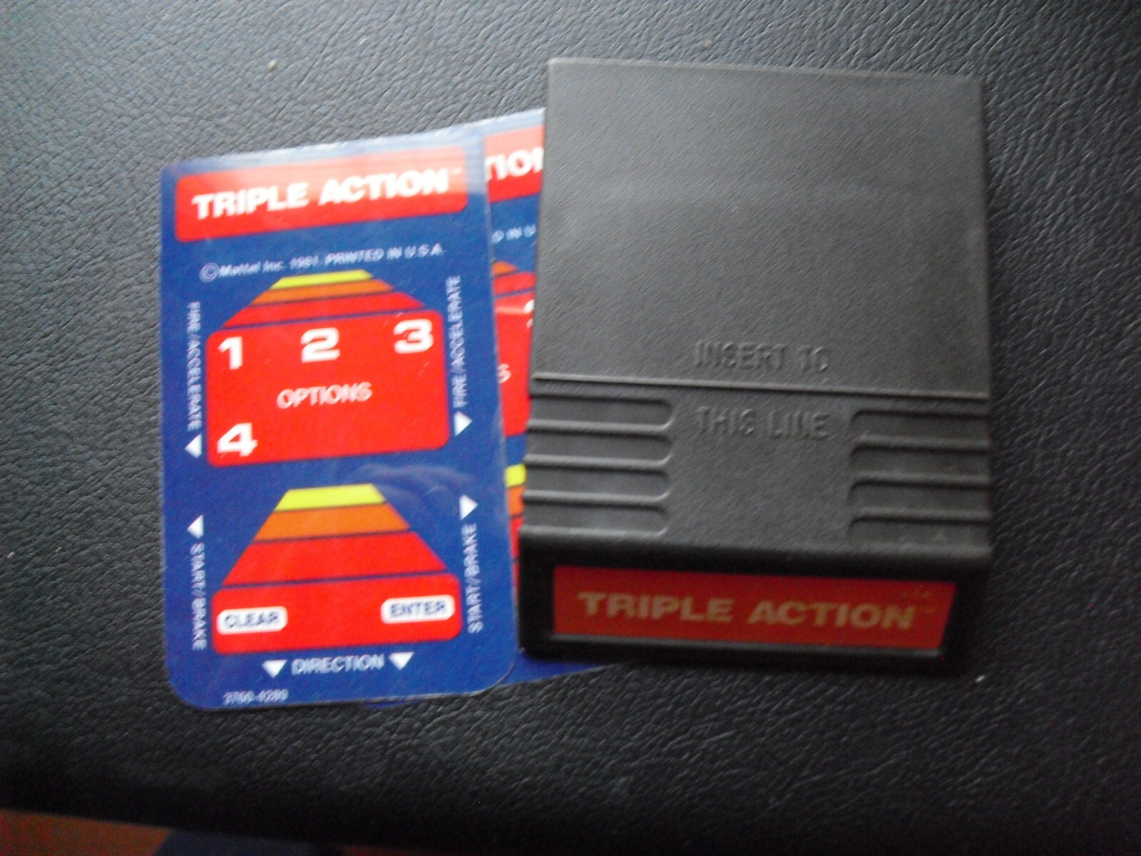 Vintage 1981 Intellivision Triple Action Game Cartridge with Overlays