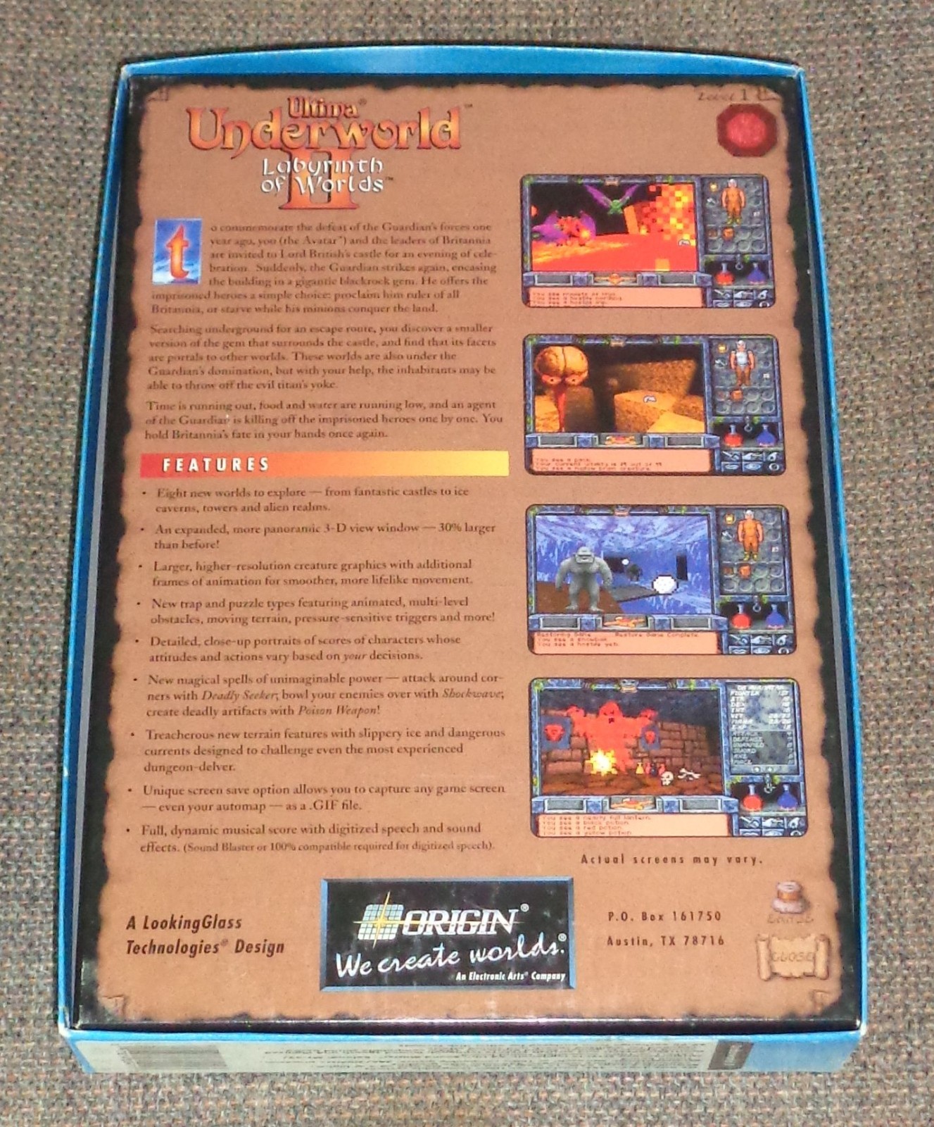 Ultima Underworld II 2 Labyrinth of Worlds Vintage PC Big Box Computer Game CIB
