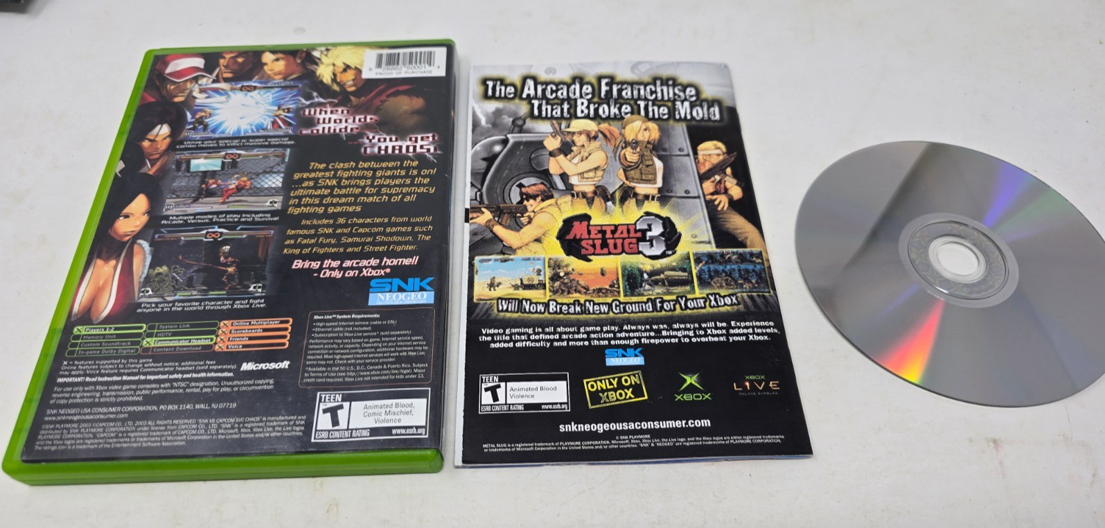 SNK vs. Capcom: SVC Chaos (Microsoft Xbox) Complete CIB – Tested – Authentic