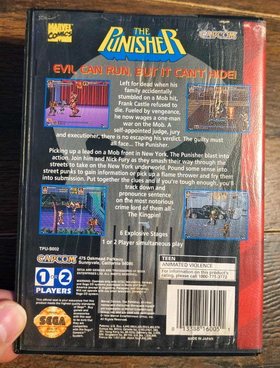 Punisher (Sega Genesis, 1994) Authentic With Box / Cartridge / Manual