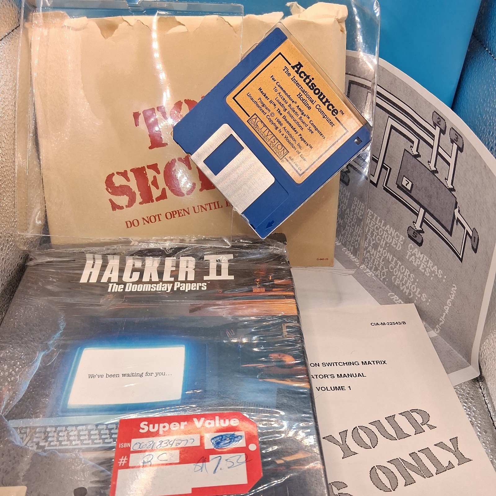Hacker 2 Game the Doomsday Papers Activision Amiga 512 K RAM required 3 1/2 inch