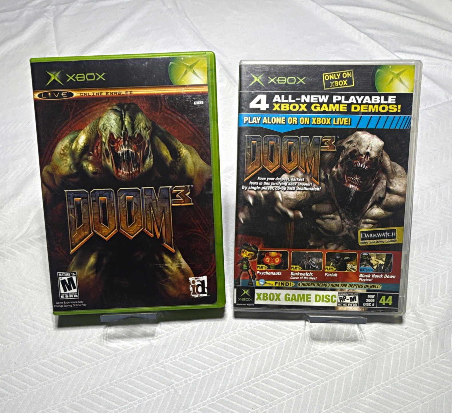 Activision Doom 3 + Darkwatch Microsoft Xbox w/ Demo Disc 44 M 2004 Shooter