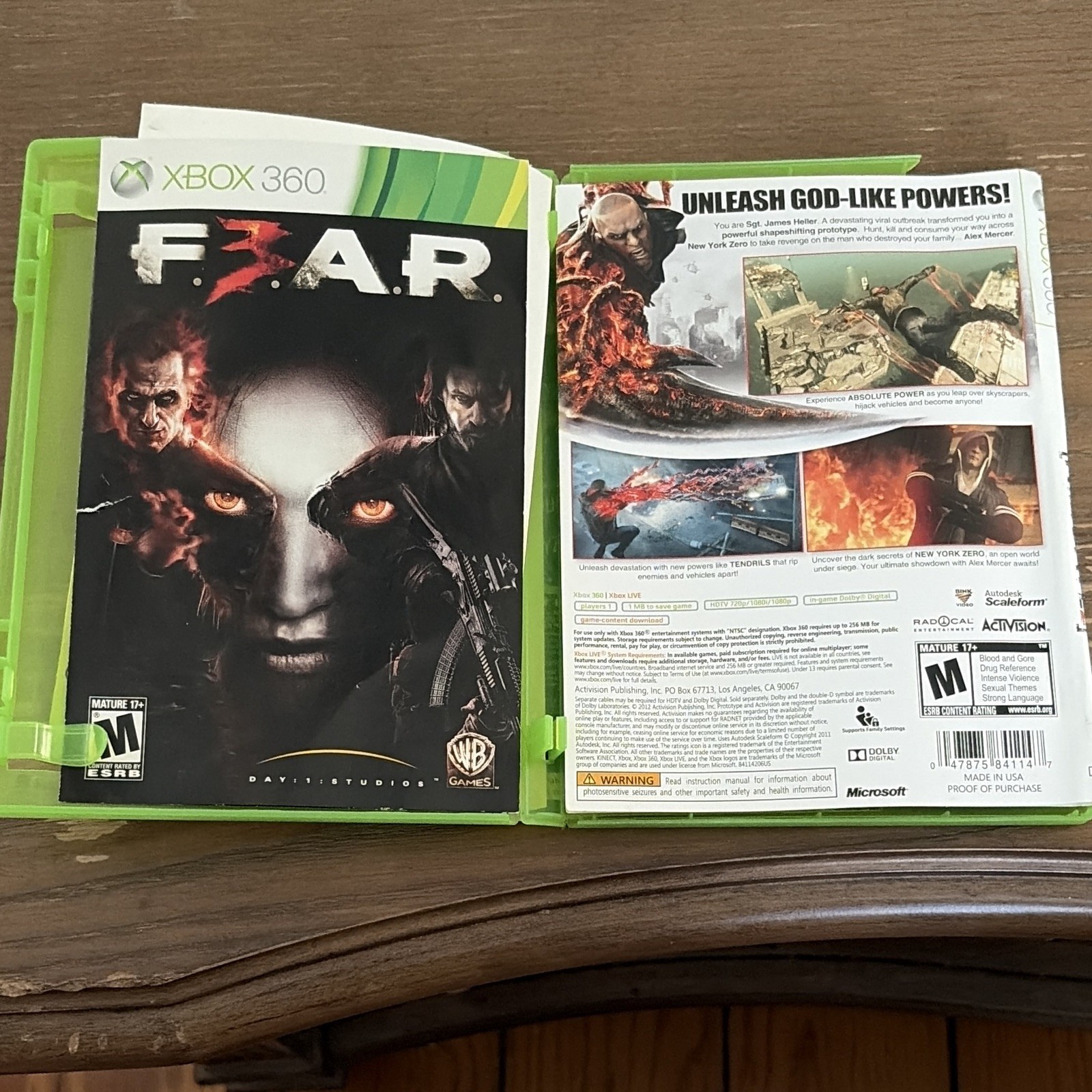 F.E.A.R. 3 Xbox 360 2011 Shooter (F.E.A.R. Series) M Rated Multiplayer Manual