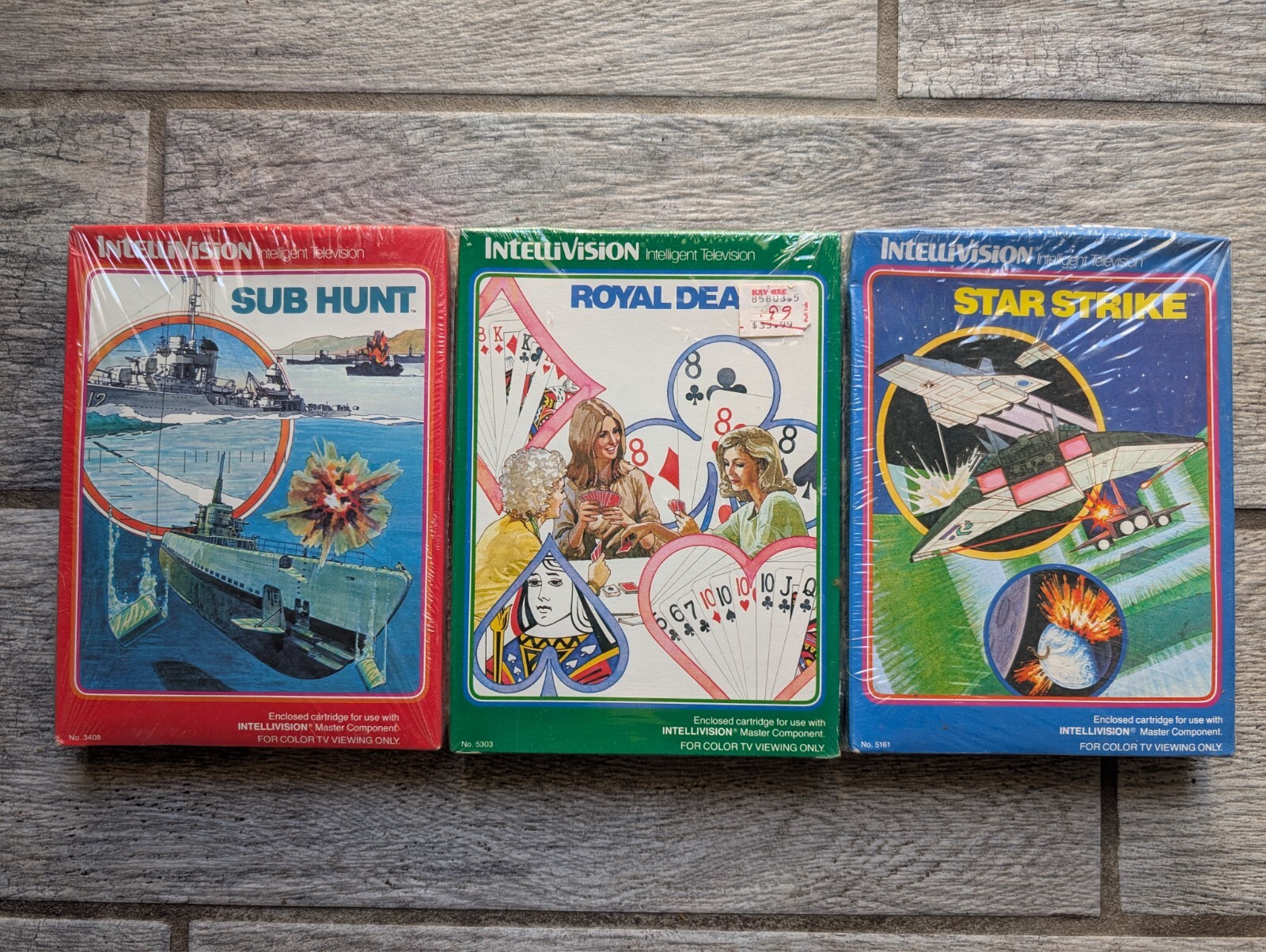Lot of 3 Sealed INTELLIVISION Games – NEW – Sub Hunt, Star Strike, Royal Dealer