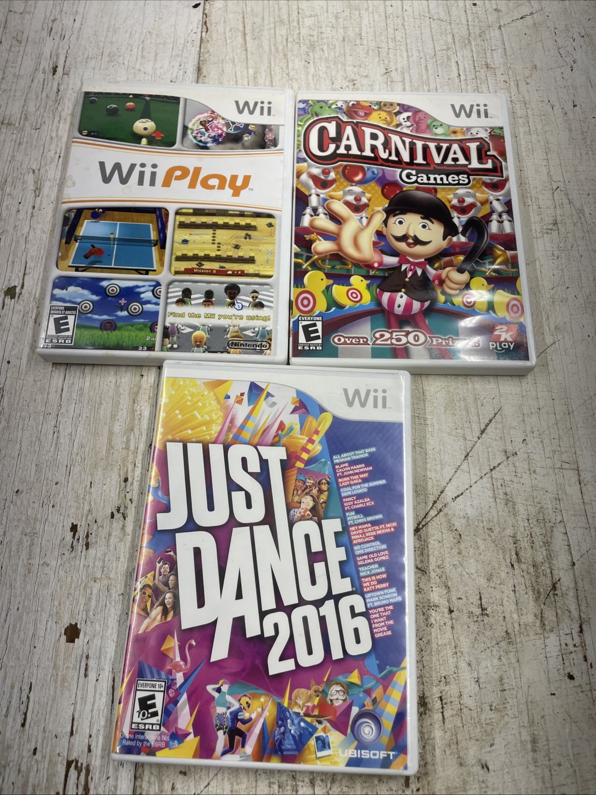 Just Dance 2016 Nintendo Wii No Manual TESTED WORKING, WiiPlay & Carnival Games