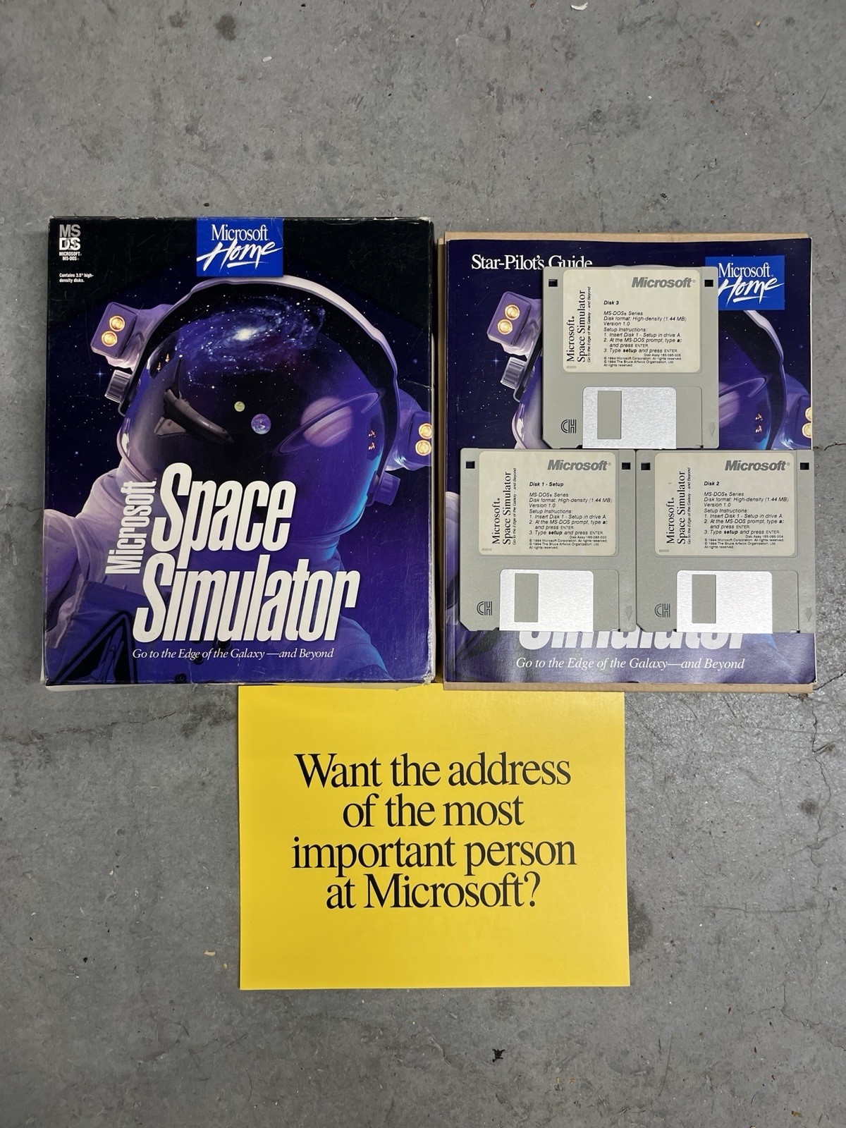 Microsoft Space Simulator 1994 Big Box PC Game w/ Manuals Disks 1-3 Missing 4-5