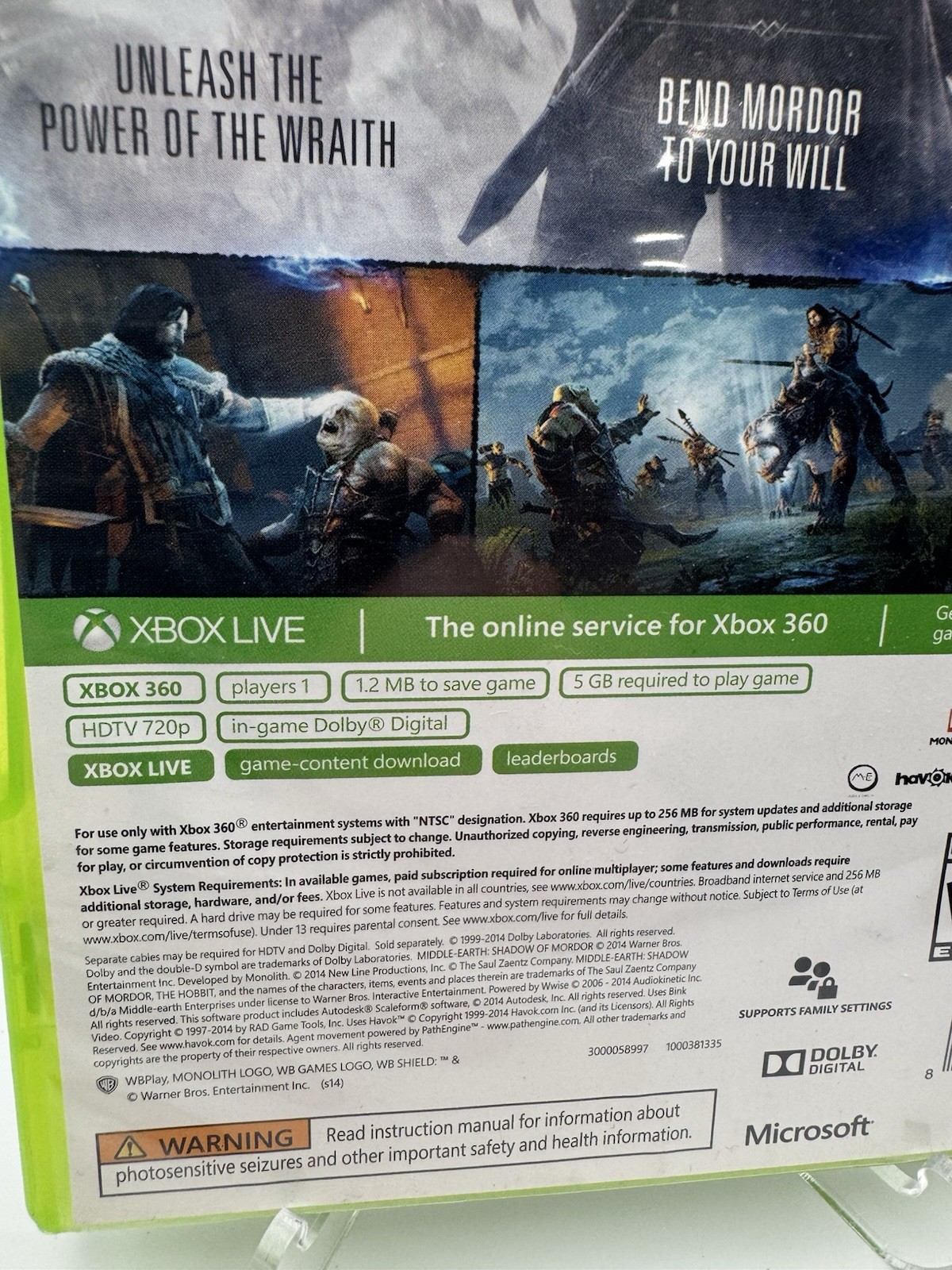 Middle Earth: Shadow of Mordor for Xbox 360 Complete In Box ~ Tested & Working