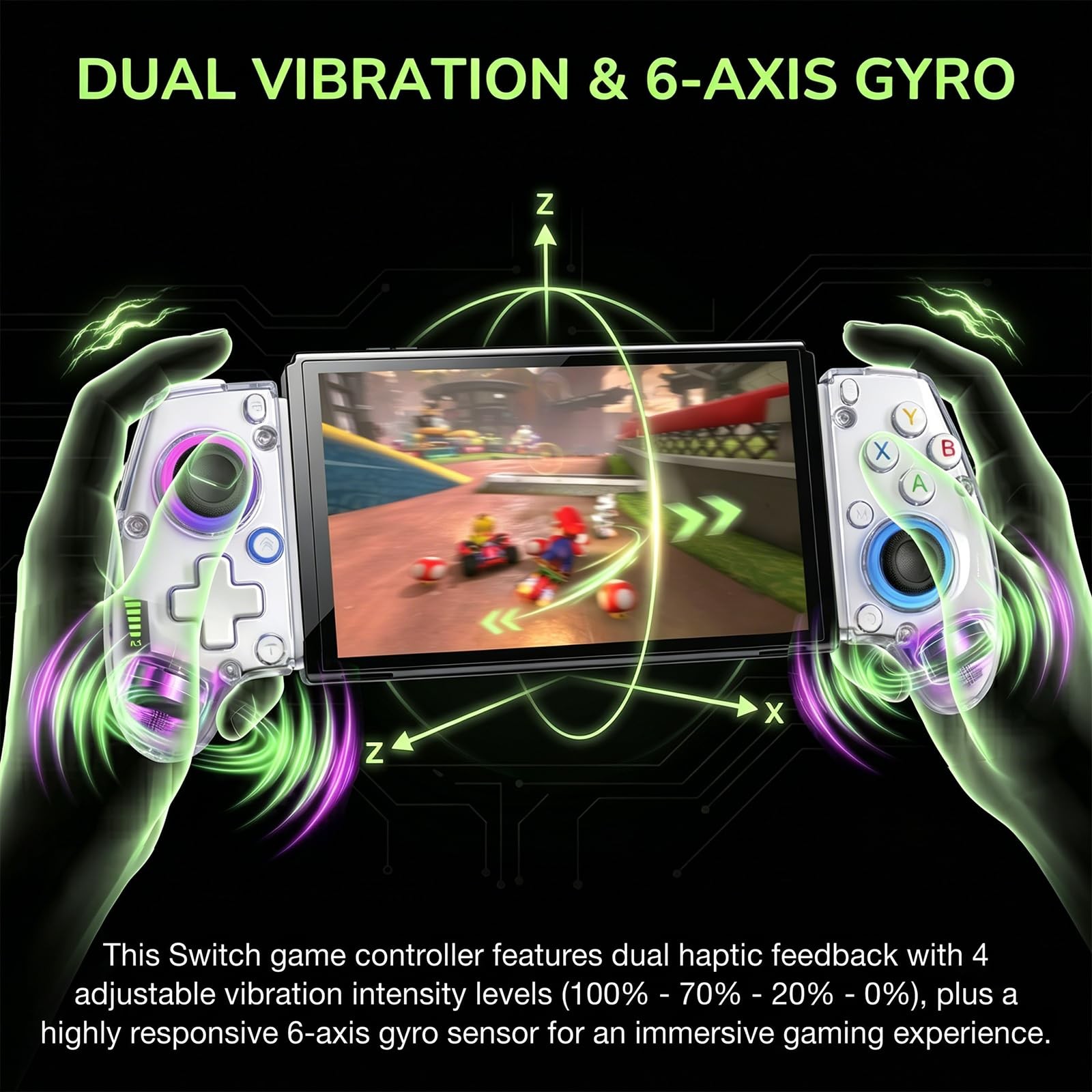 Transparent Wireless Gaming Controller: iOS/Android, PC/Console, RGB, Vibration