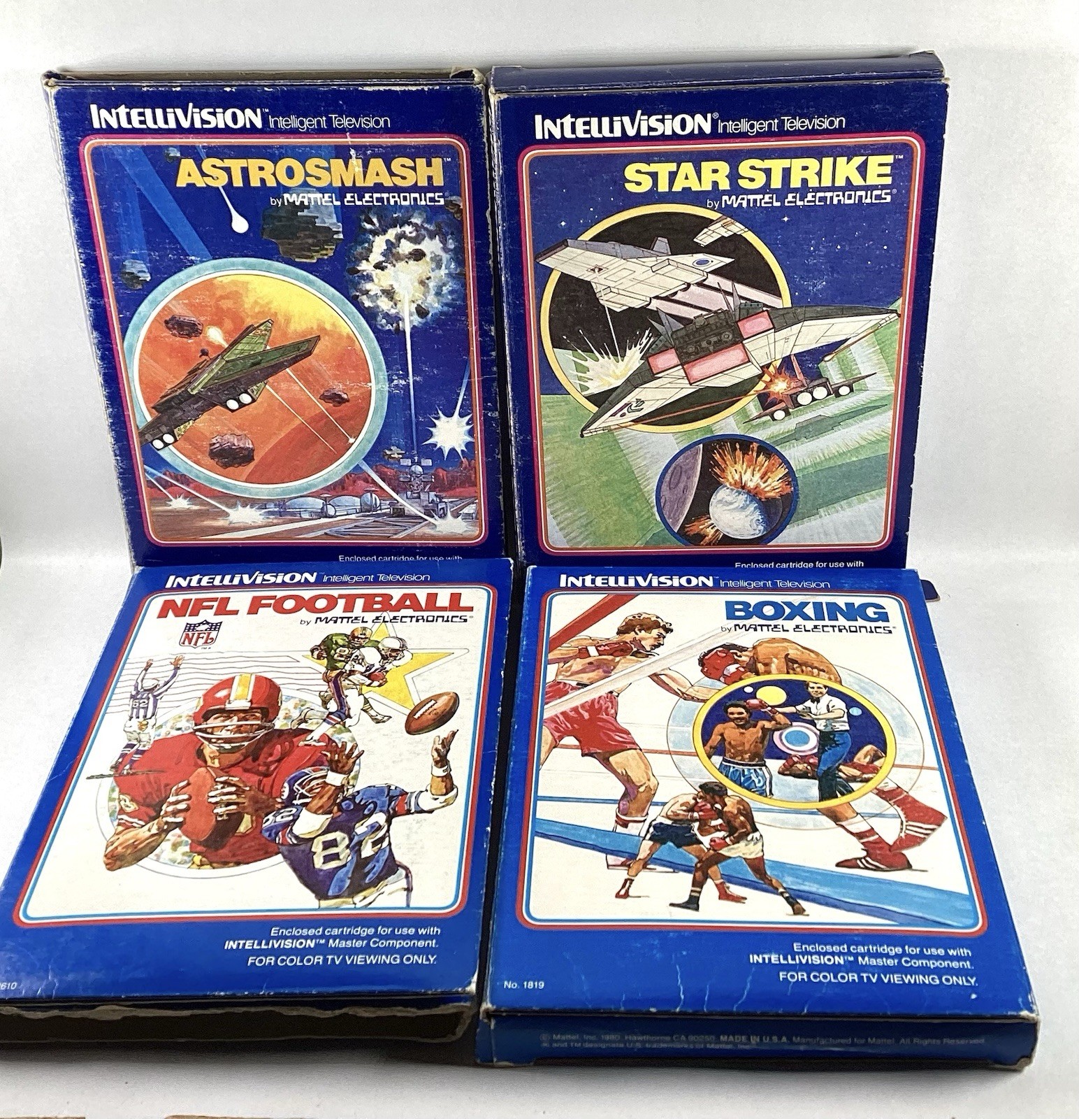 4 Intellivision Games With Rough Boxes With Manuals Overlays
