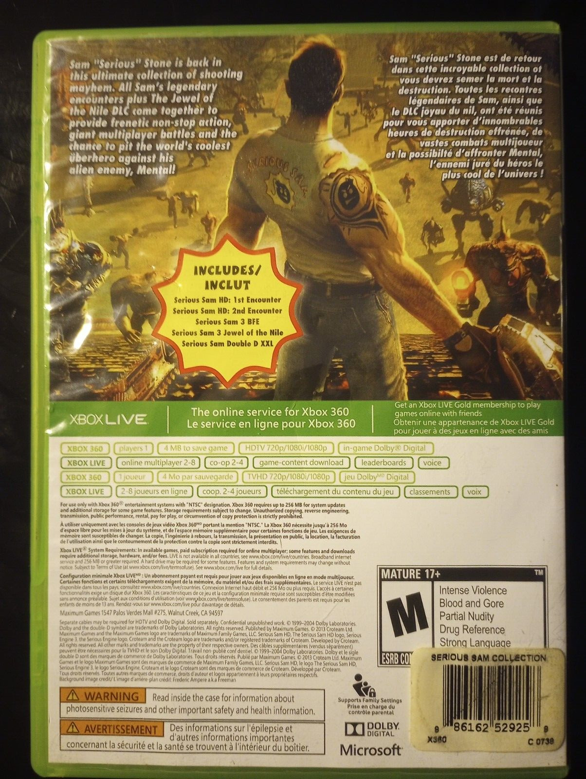The Serious Sam Collection (Microsoft Xbox 360, 2013) ****TESTED****
