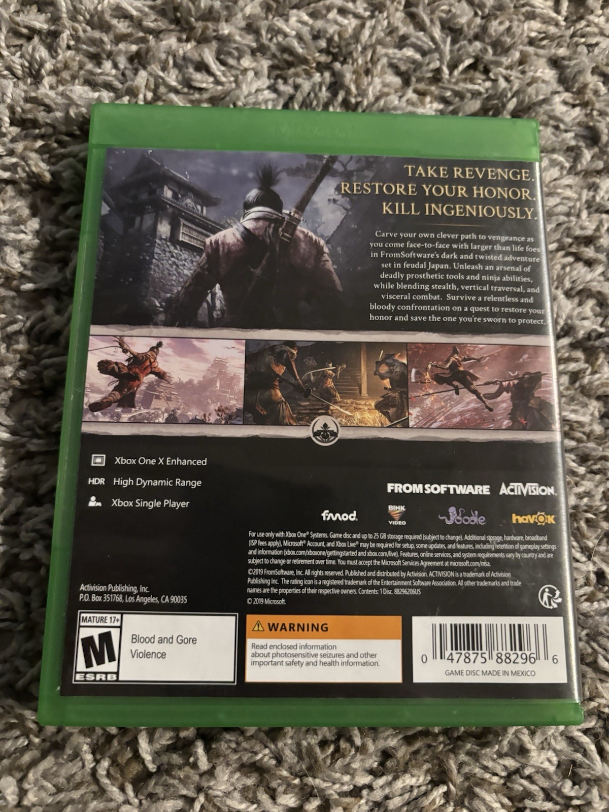 Sekiro: Shadows Die Twice ⚔️ Microsoft Xbox One 👹 TESTED ⛩️ CIB
