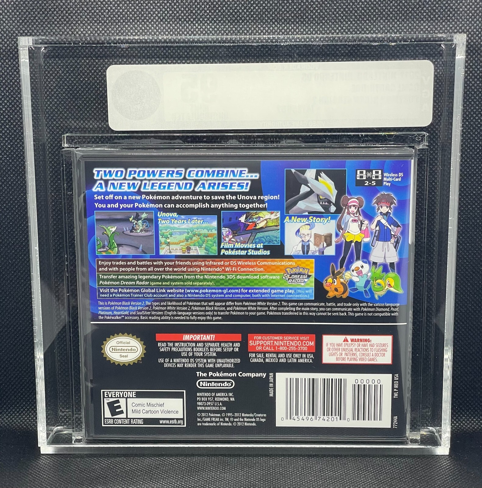 Pokemon Black 2 Version VGA 95 Graded Gold Nintendo DS 2012 Uncirculated Game