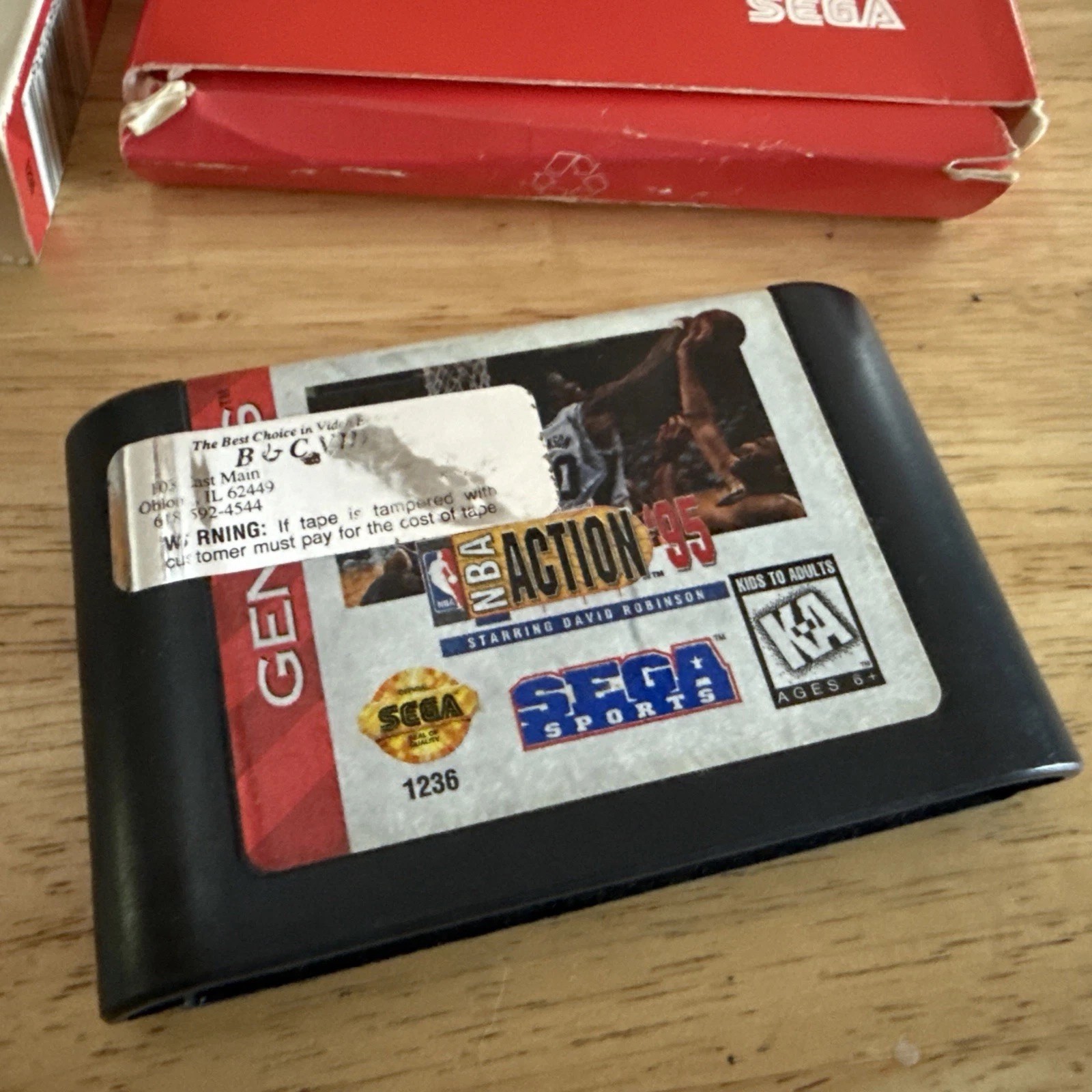 NBA Action ’95 Starring David Robinson (Sega Genesis, 1995) Box, Book & Game