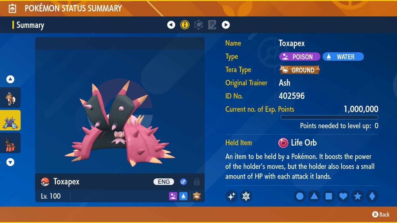 Shiny Toxapex 6IVs Tera Type: Ground Pokémon Scarlet and Violet