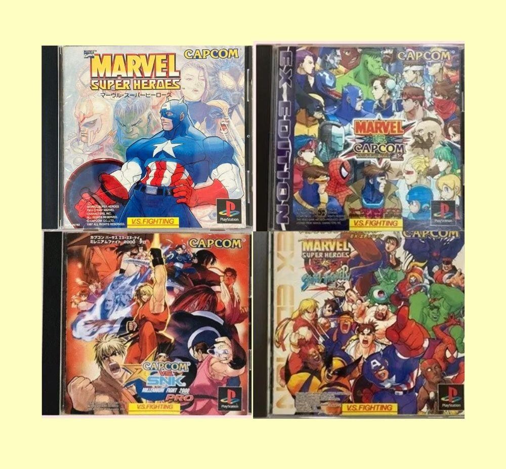 Marvel Super Heroes Vs Street Fighter Capcom EX SNK Pro 4 set PS1 Tested