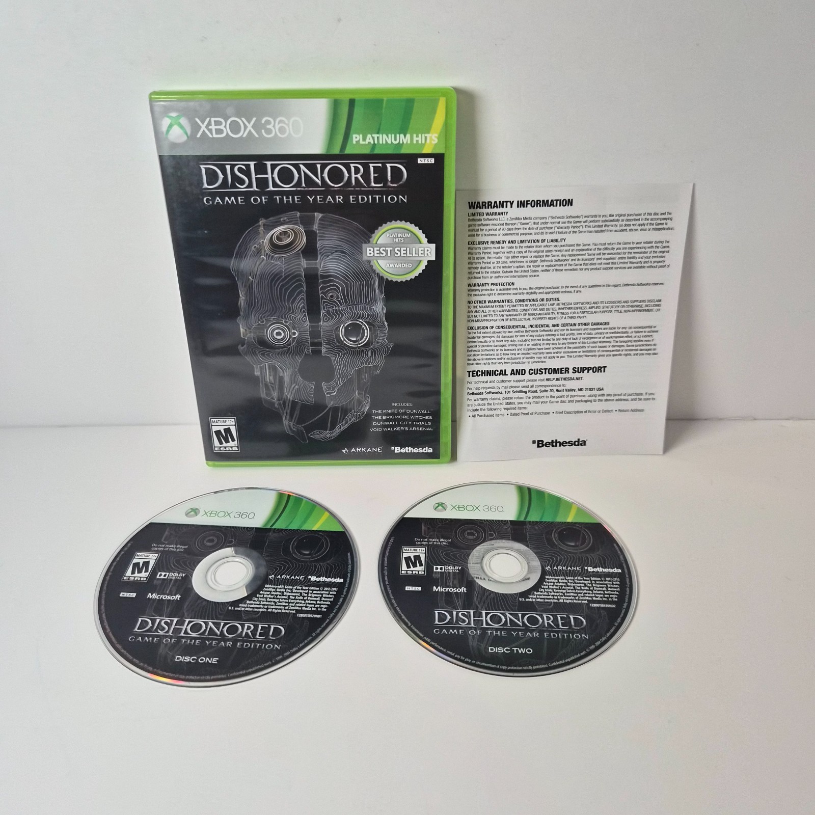 Dishonored Game of the Year Edition Xbox 360 Platinum Hits CIB Tested