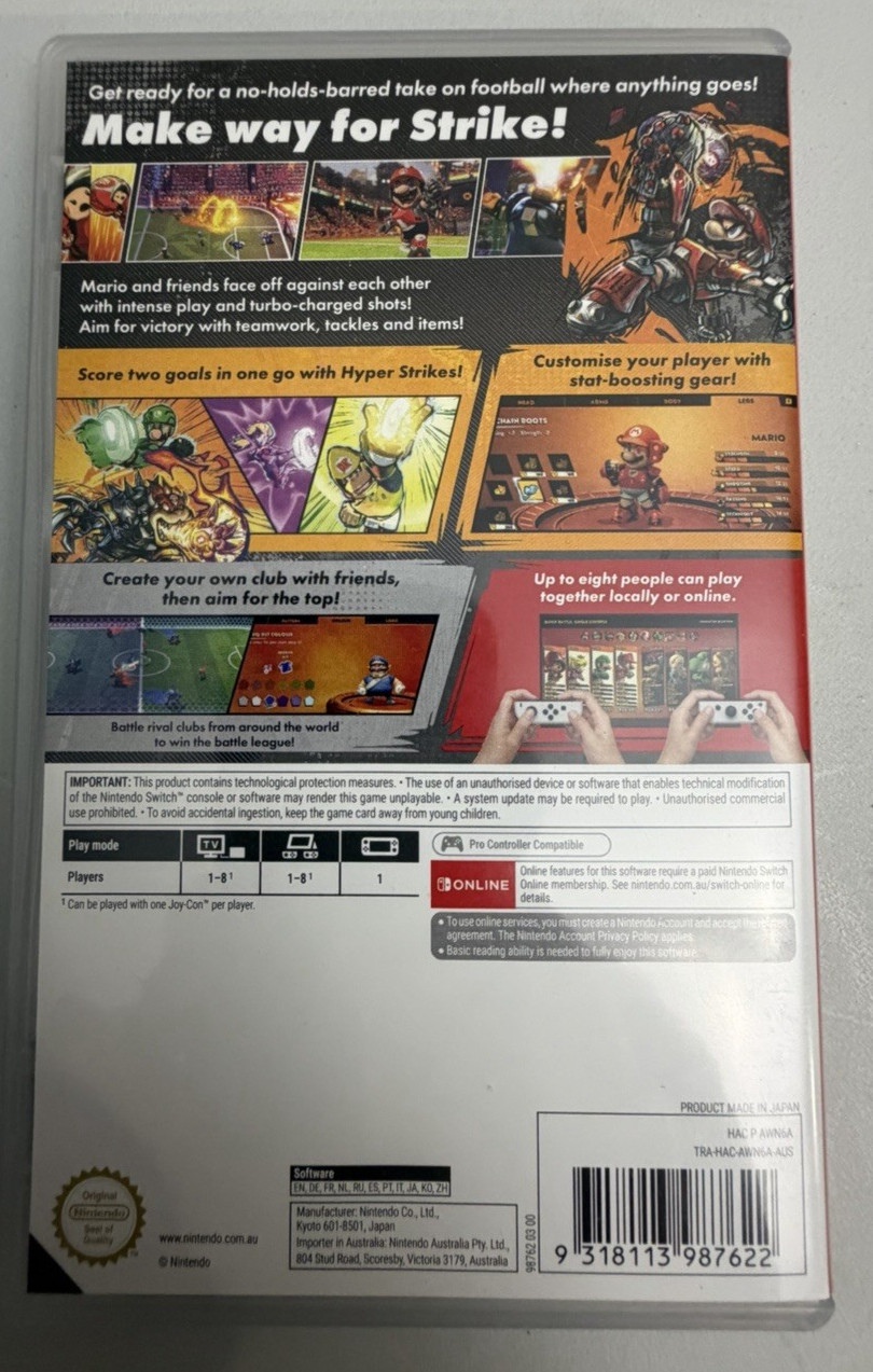 Mario Strikers Battle League Football (Soccer) – Nintendo Switch (Game + Case)