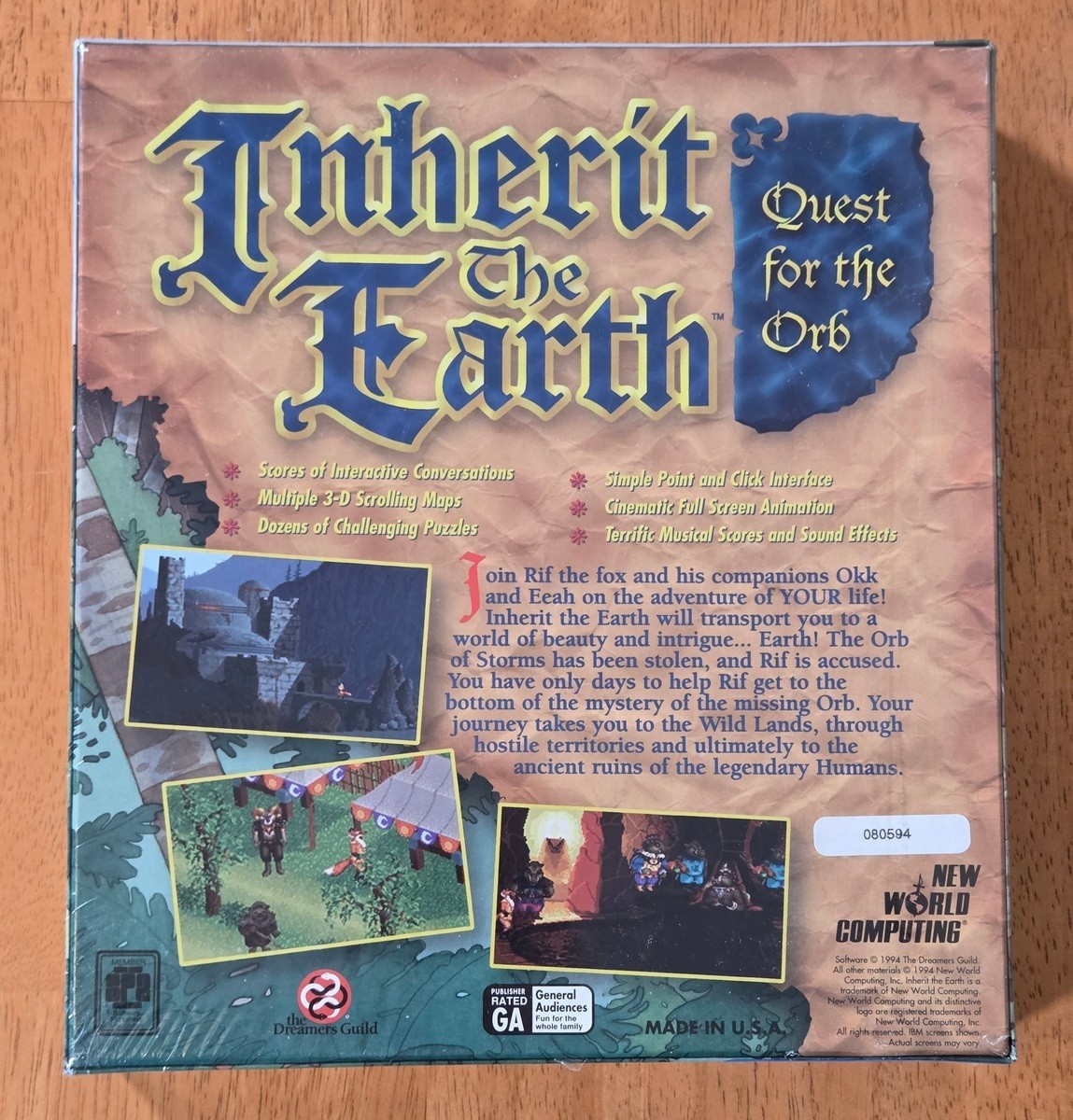 New Sealed Inherit the Earth Quest for Orb New World Computing IBM PC CD 1994
