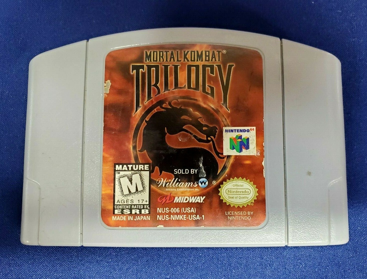 Vtg Nintendo 64 N64 MORTAL KOMBAT TRILOGY Authentic Game Cartridge Only TESTED