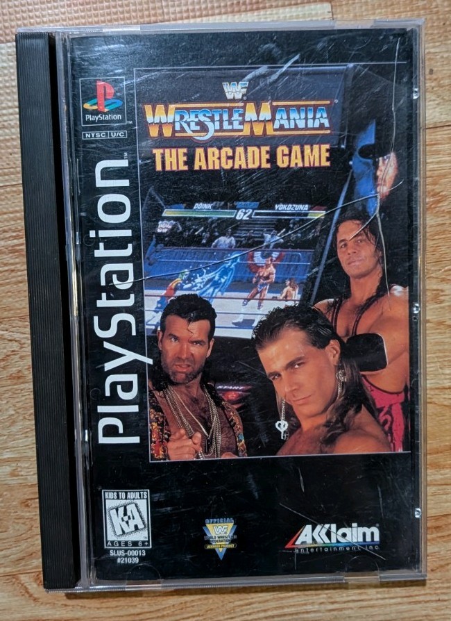 WWF Wrestlemania Arcade Game for Sony PlayStation PS1 Long Box with Manual.