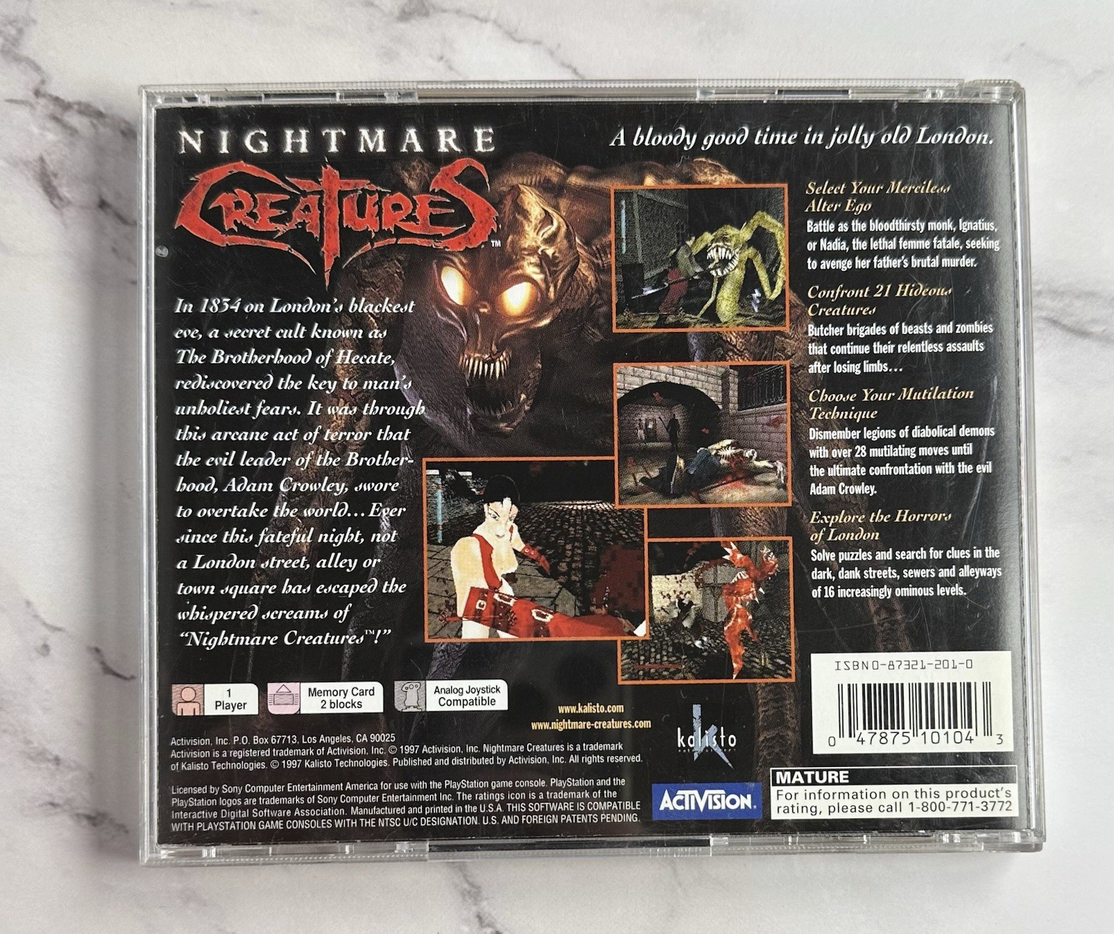 Nightmare Creatures (Sony PlayStation 1, 1997) Complete W/Manual & Reg Card