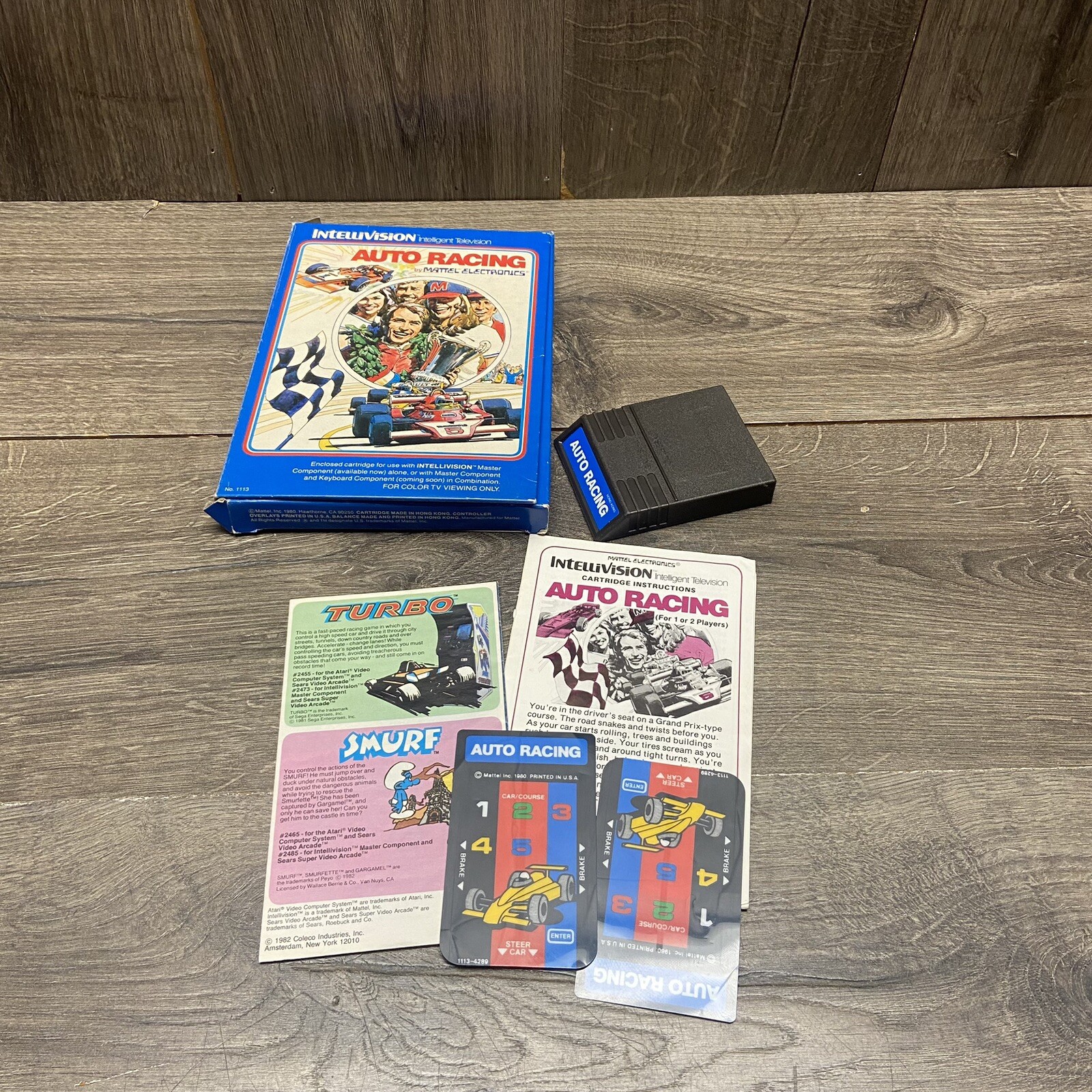 Vintage Intellivision Auto Racing W/ MANUAL INLAYS Nice