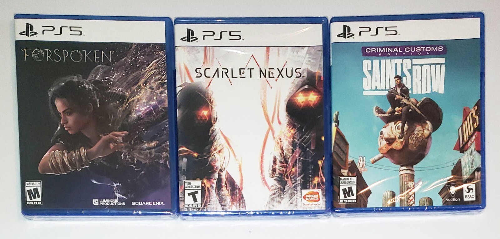 3 Sony PlayStation 5 PS5 Games Lot Bundle – Forspoken Scarlet Nexus Saints Row