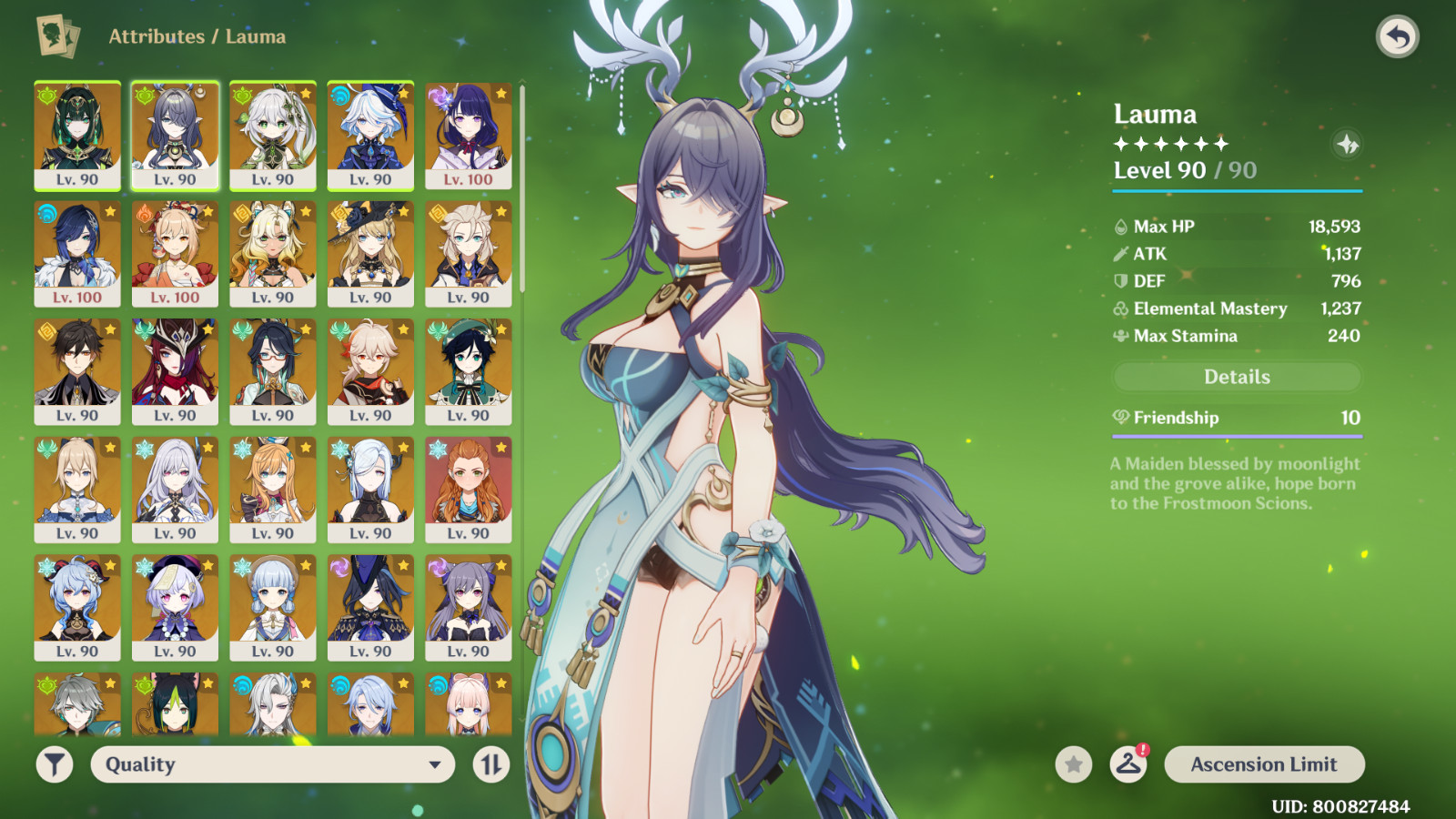 Genshin Impact (AS) ar 60 Lunateam Lauma Nefer + C6/R5 Characters Yelan Nahida