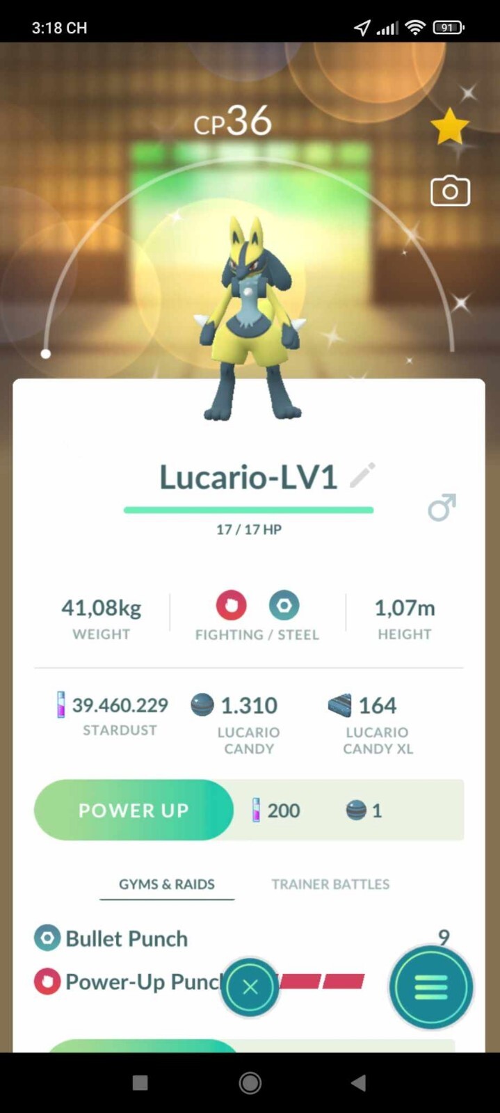 Pokemon Shiny Lucario LV1 Male(New York) -TRADE 20k Dust Registered -Description