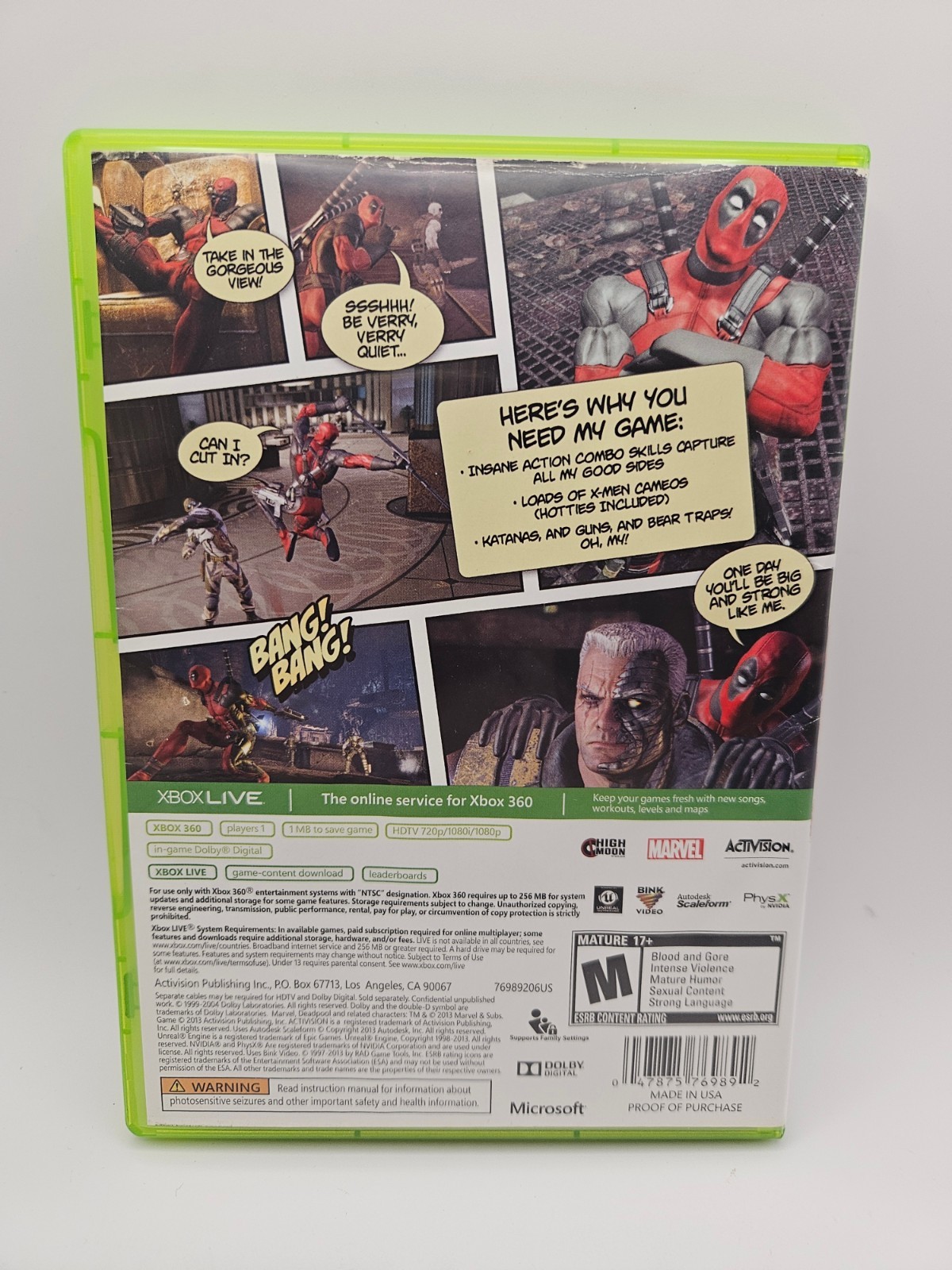 Deadpool Microsoft Xbox 360 Complete CIB – Tested & Works Refurbished