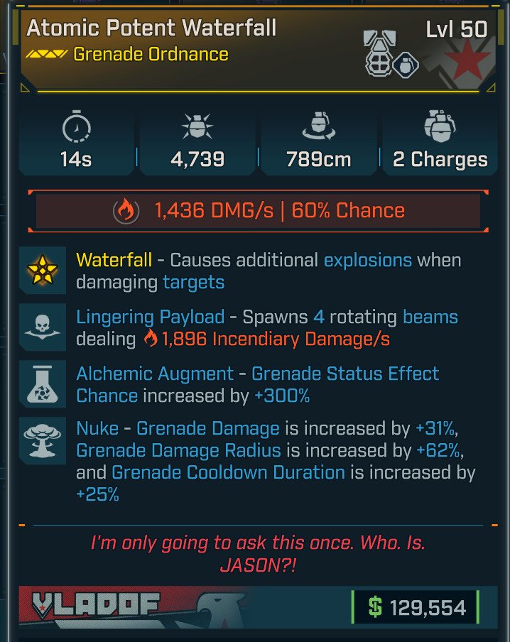 Borderlands 4 ⭐ATOMIC POTENT WATERFALL GRENADE⭐FIRE⭐LINGERING⭐ALCHEMIC ⭐NUKE