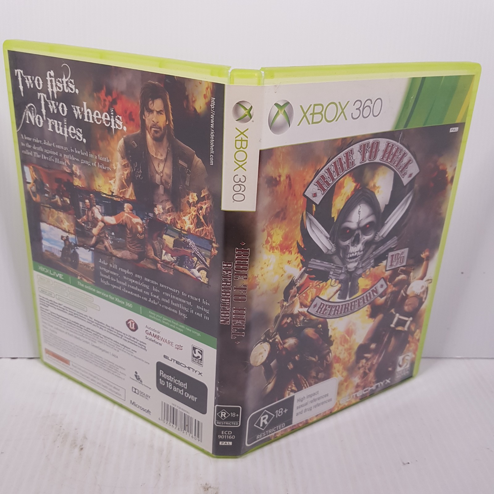 Ride to hell: Retribution (Xbox 360, 2004, R18+) Complete with manual Eutechnyx