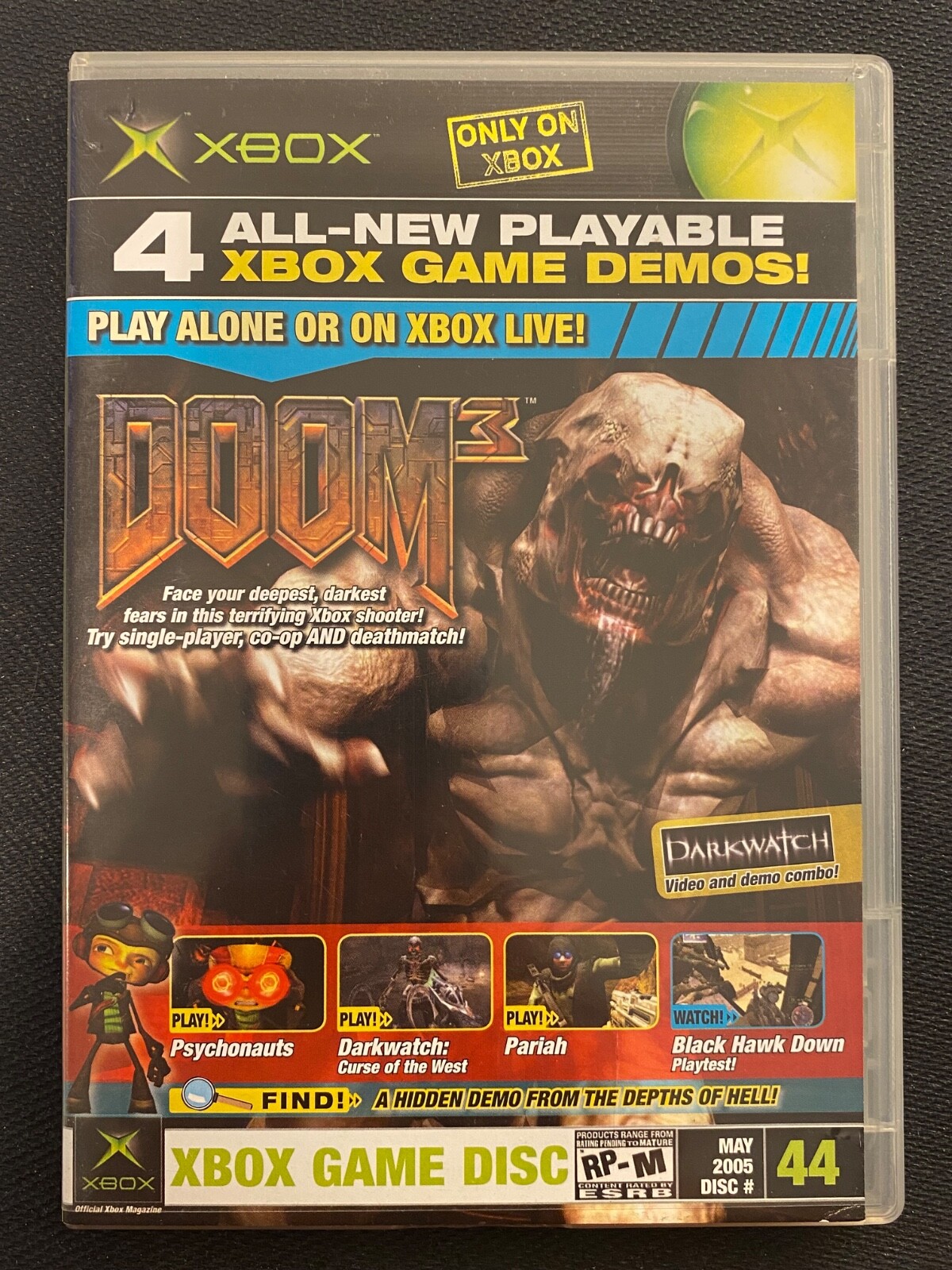 DOOM 3 xbox Official DEMO #44 PSYCHONAUTS darkwatch CURSE OF WEST pariah