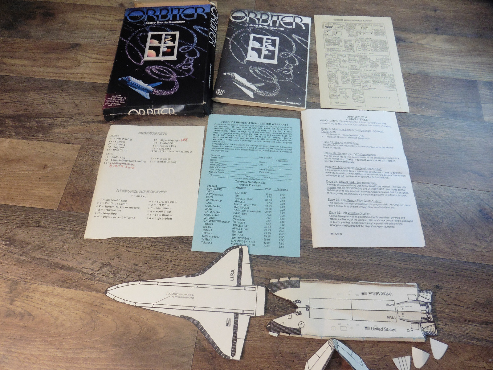 Orbiter Space Shuttle Simulation 1986 IBM PC NO DISCS PARTS ONLY